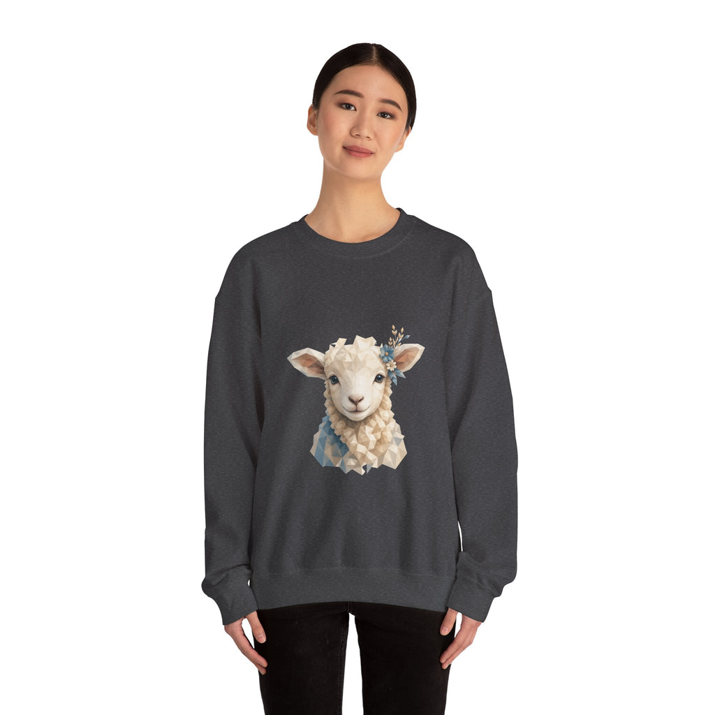Matching Couple Sweatshirt - Lion & Lamb Matching Couple Crewneck Sweatshirt Geometric Art His Hers Couple Gift - Design B
