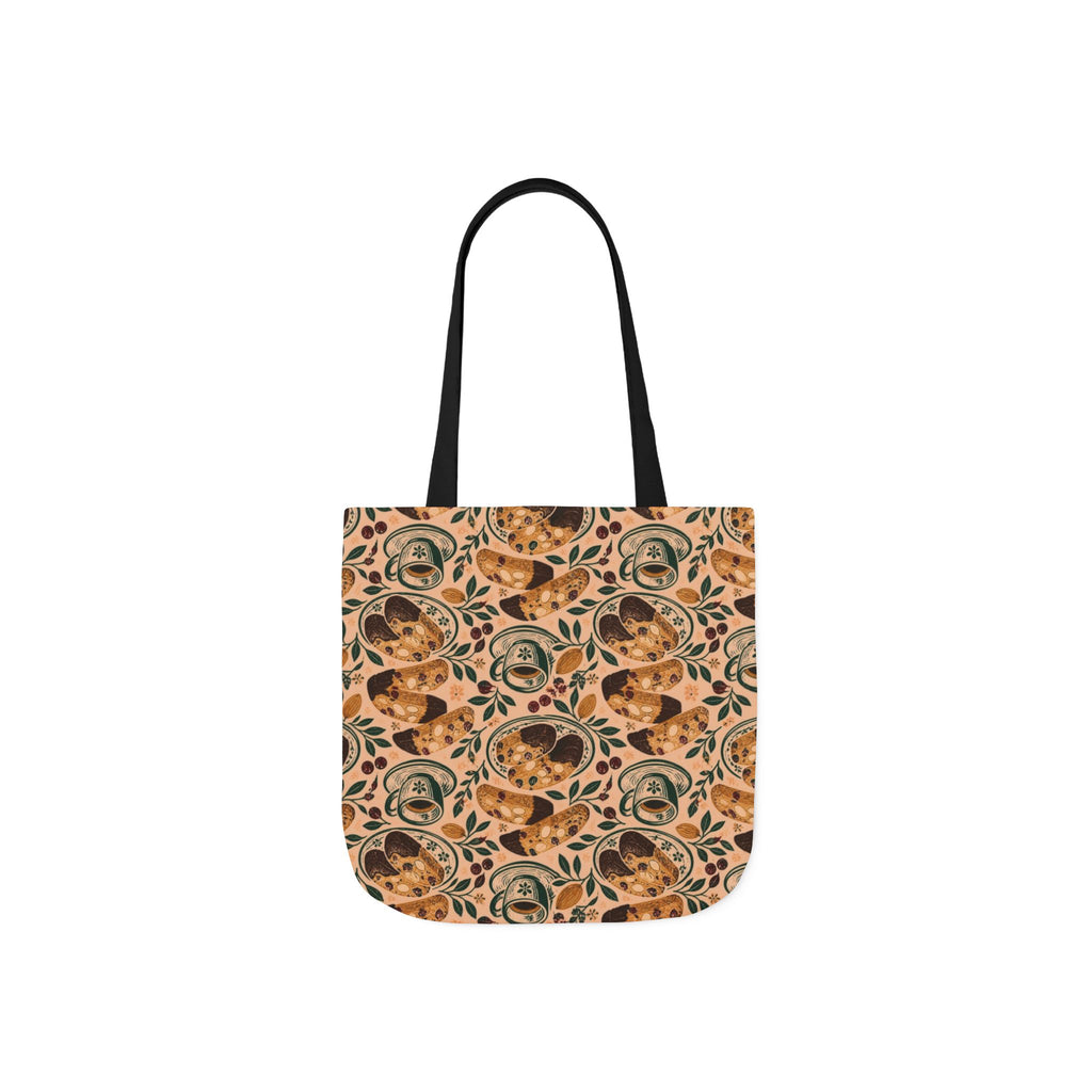 Almond Biscotti Canvas Tote Bag Mediterranean Kitchen Linocut Design Italian Cottagecore Gift