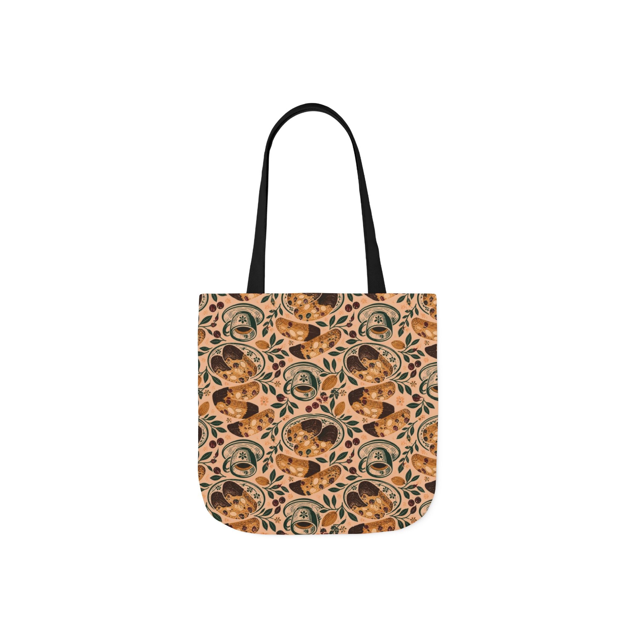 Almond Biscotti Canvas Tote Bag Mediterranean Kitchen Linocut Design Italian Cottagecore Gift