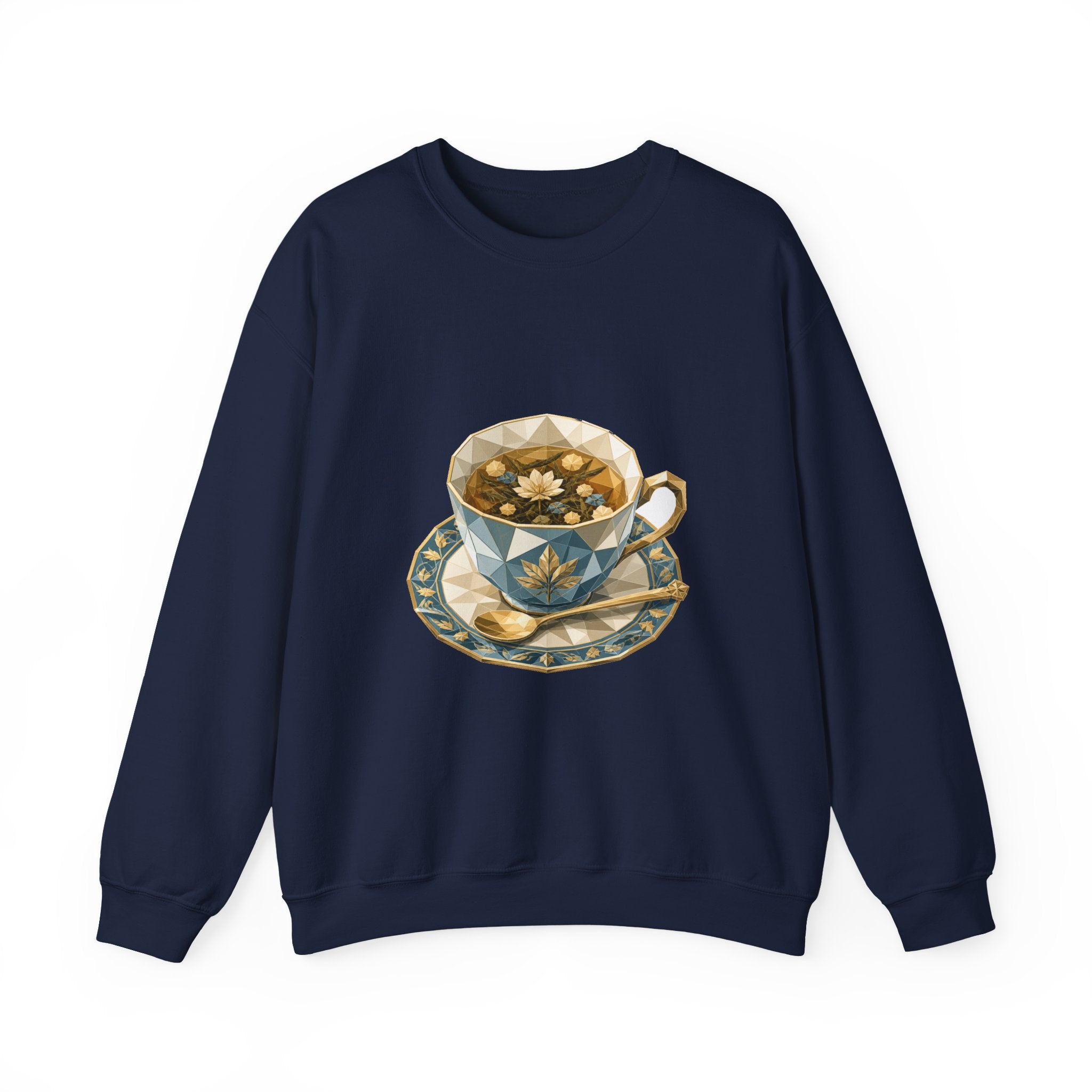 Matching Couple Sweatshirt - Coffee & Tea Matching Couple Premium Fleece Sweatshirt Geometric Art His Hers Love Gift - Design B