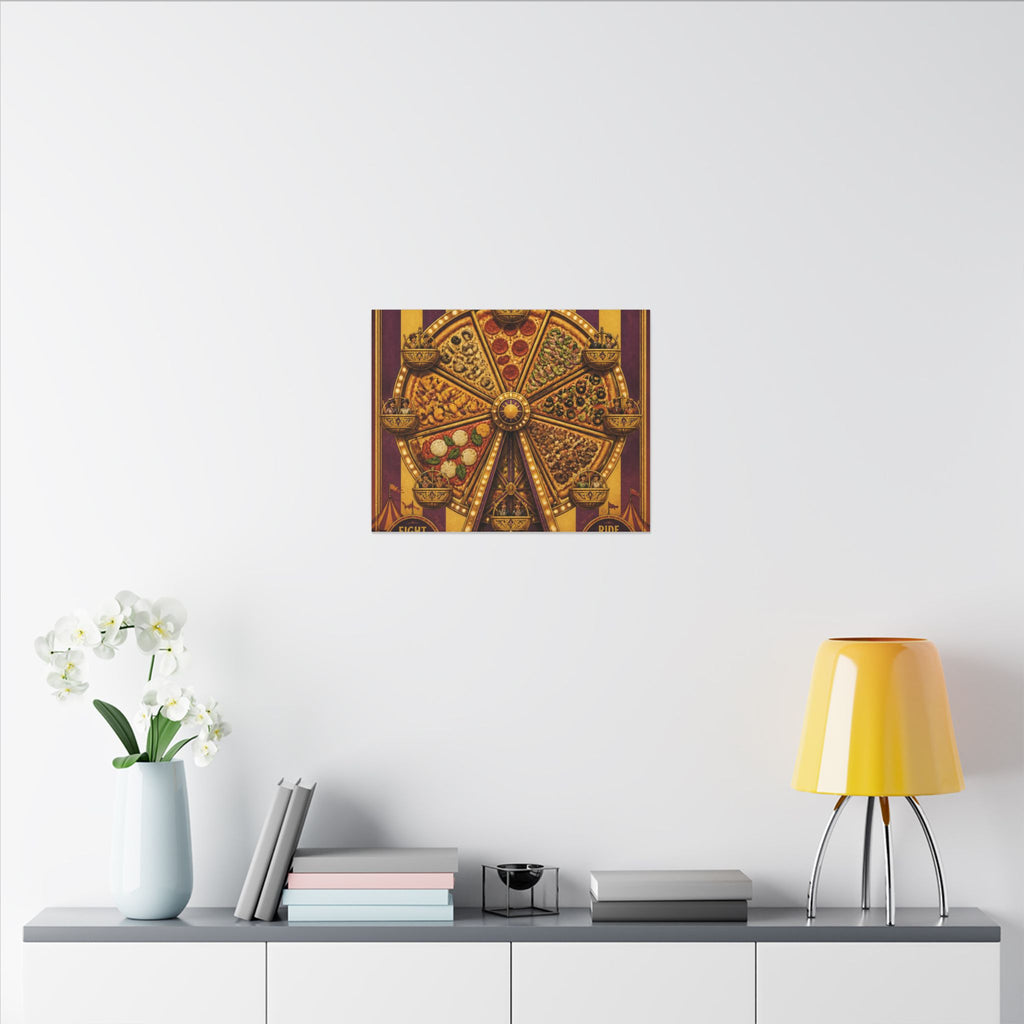 Pizza Ferris Wheel Wall Art Canvas 16×20 Art Deco Entryway Decor Maximalist Print