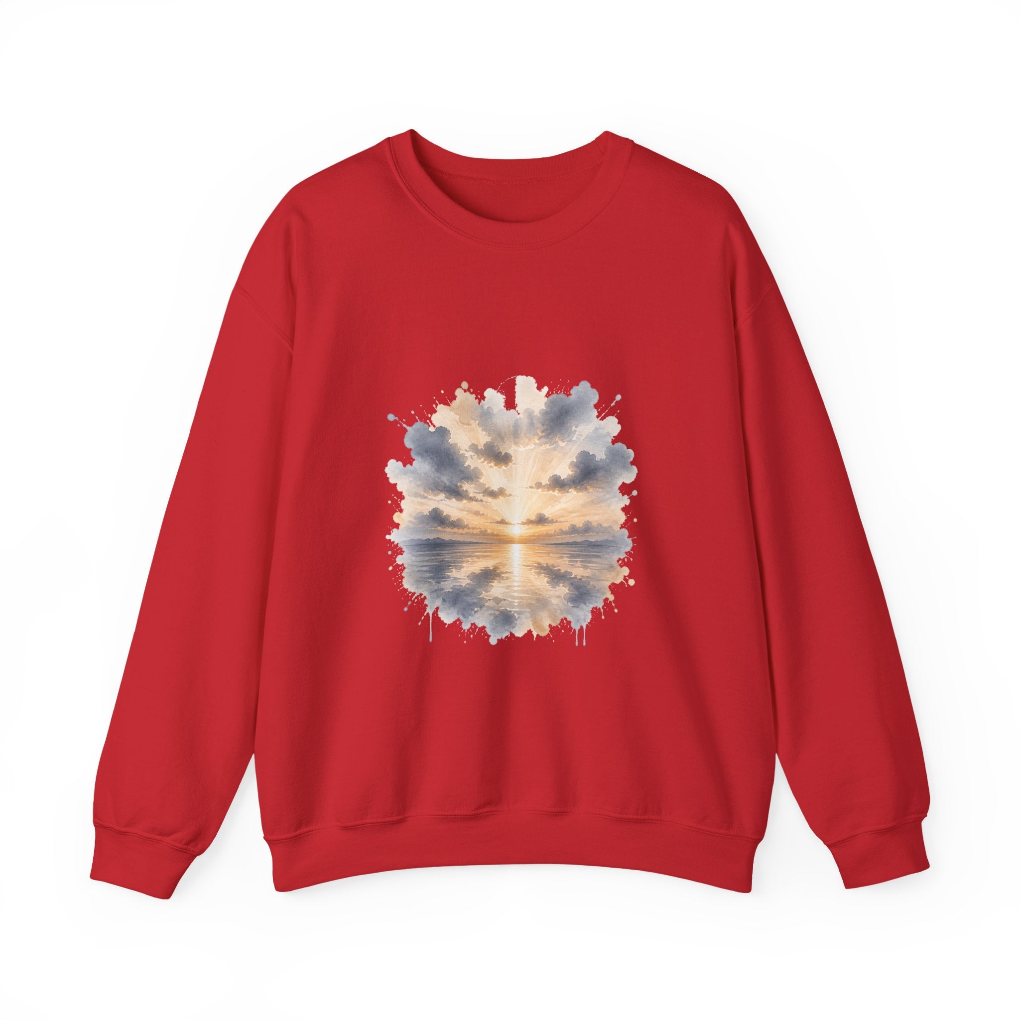 Matching Couple Sweatshirt - Sunrise & Sunset Matching Couple Premium Fleece Sweatshirt Watercolor Art His Hers Birthday Gift - Design A