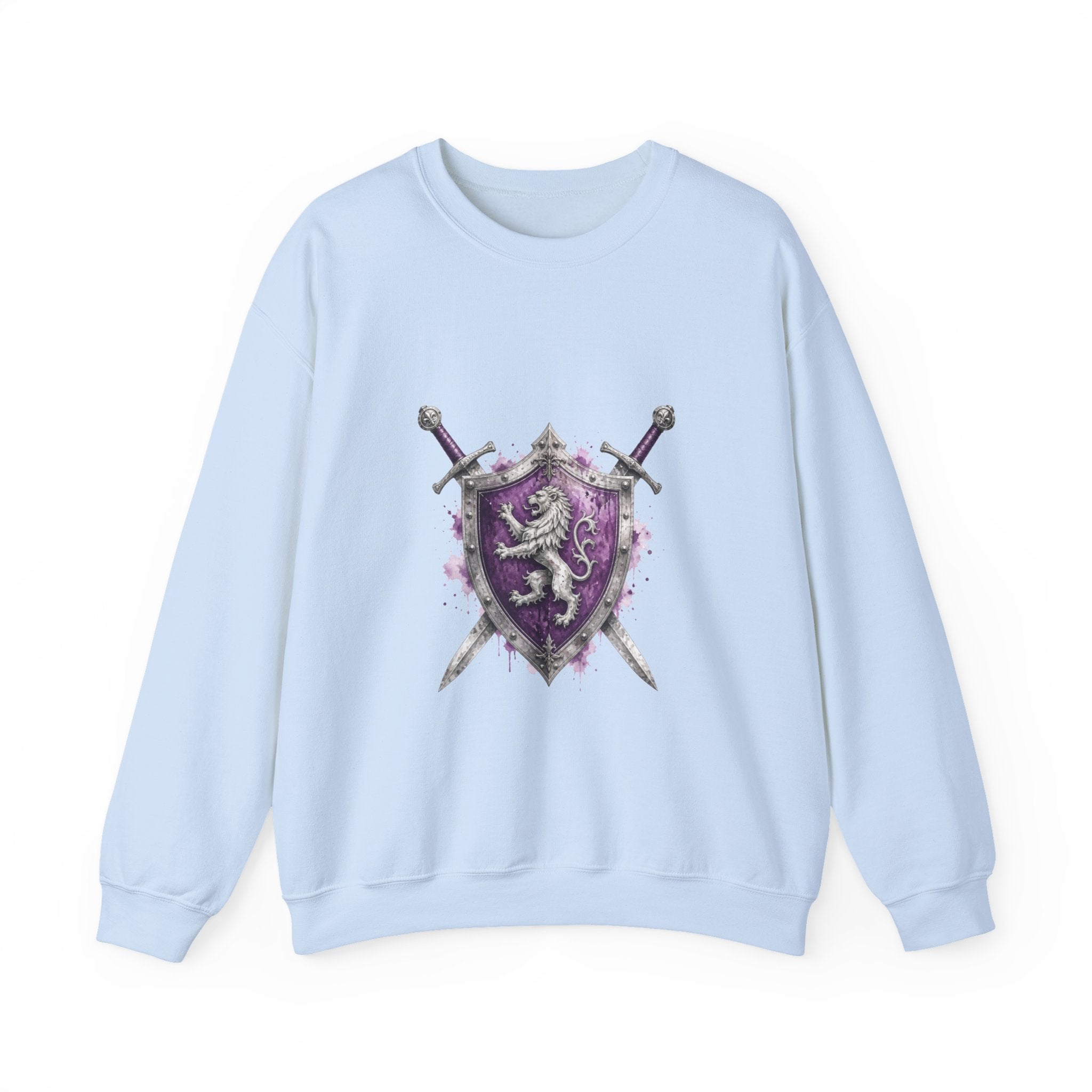 Matching Couple Sweatshirt - Crown & Shield Matching Couple Crewneck Sweatshirt Watercolor Art His Hers Engagement Gift - Design B