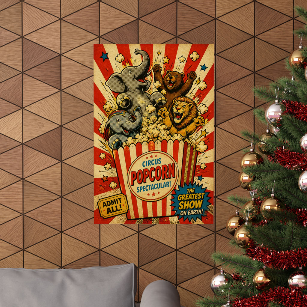 Popcorn Box Animals Wall Art Poster 24×36 Pop Art Restaurant Decor Maximalist Print