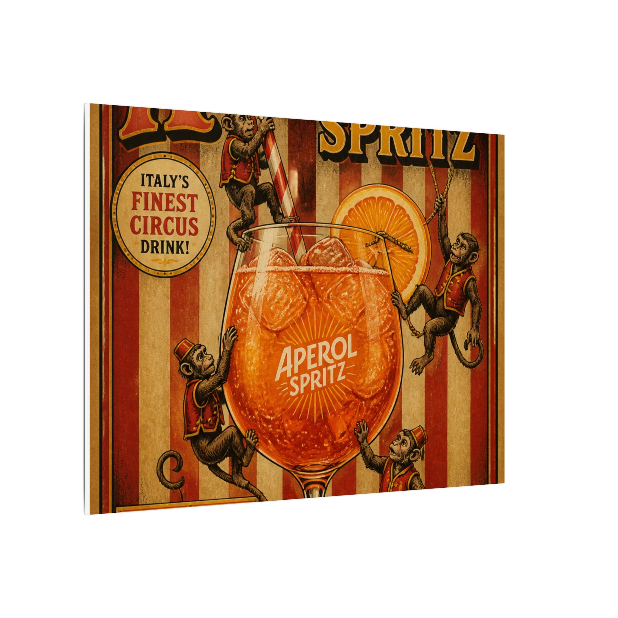 Aperol Spritz Monkeys Wall Art Canvas 24×36 Vintage Circus Bedroom Decor Maximalist Print