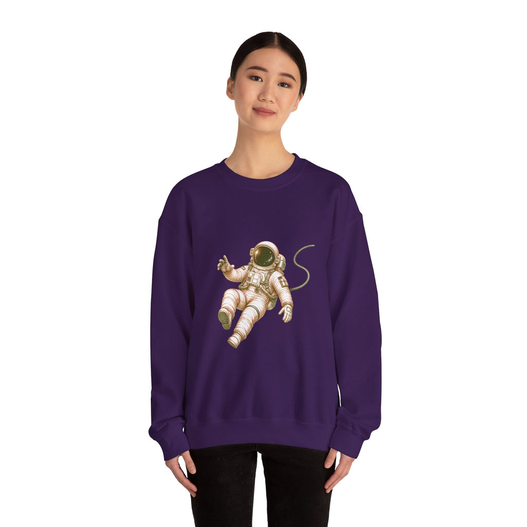 Matching Couple Sweatshirt - Astronaut & Planet Matching Couple Comfort Colors Crew Hand-Drawn Art His Hers Anniversary Gift - Design A