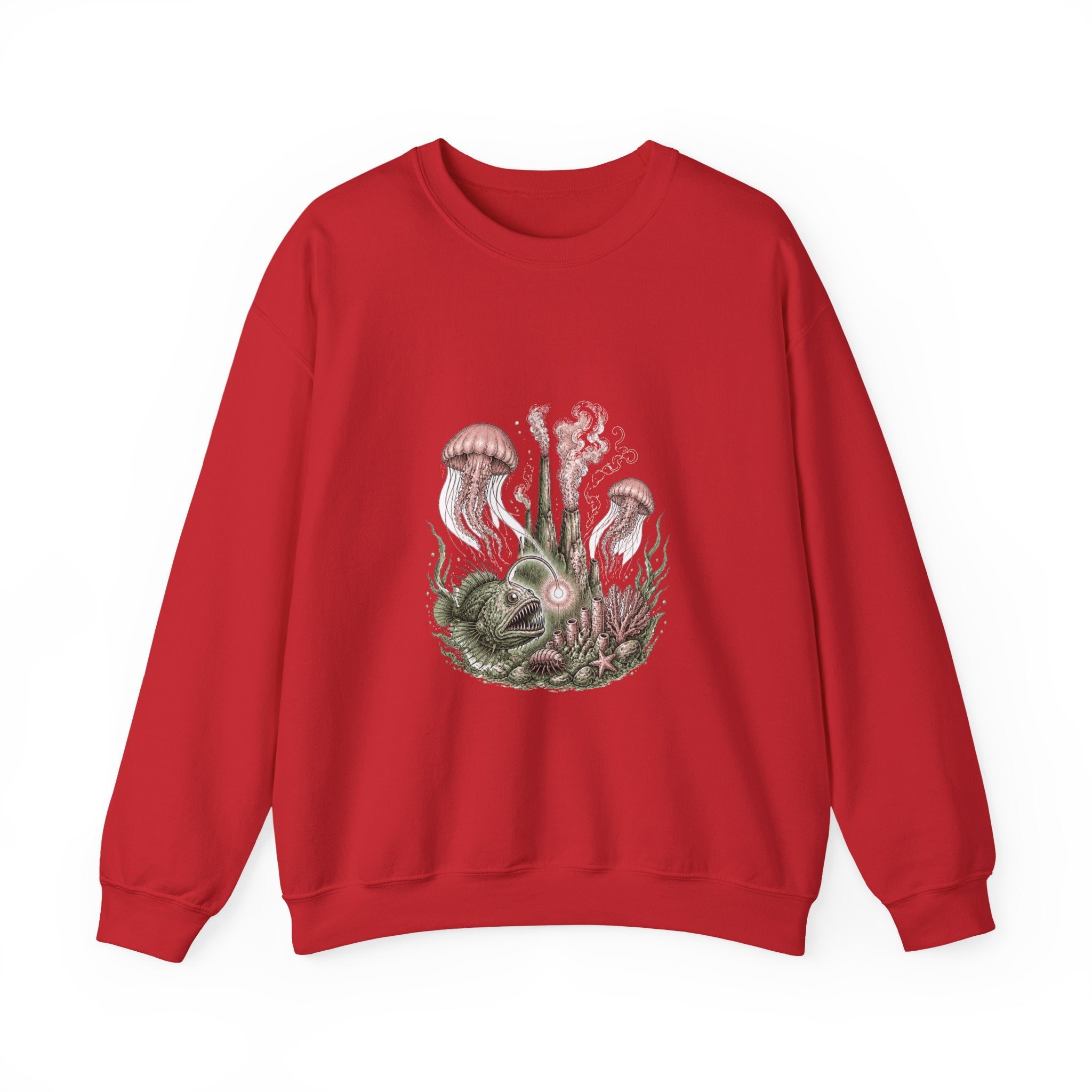 Matching Couple Sweatshirt - Coral Reef & Deep Sea Matching Couple Crewneck Sweatshirt Hand-Drawn Art His Hers Best Friend Gift - Design B
