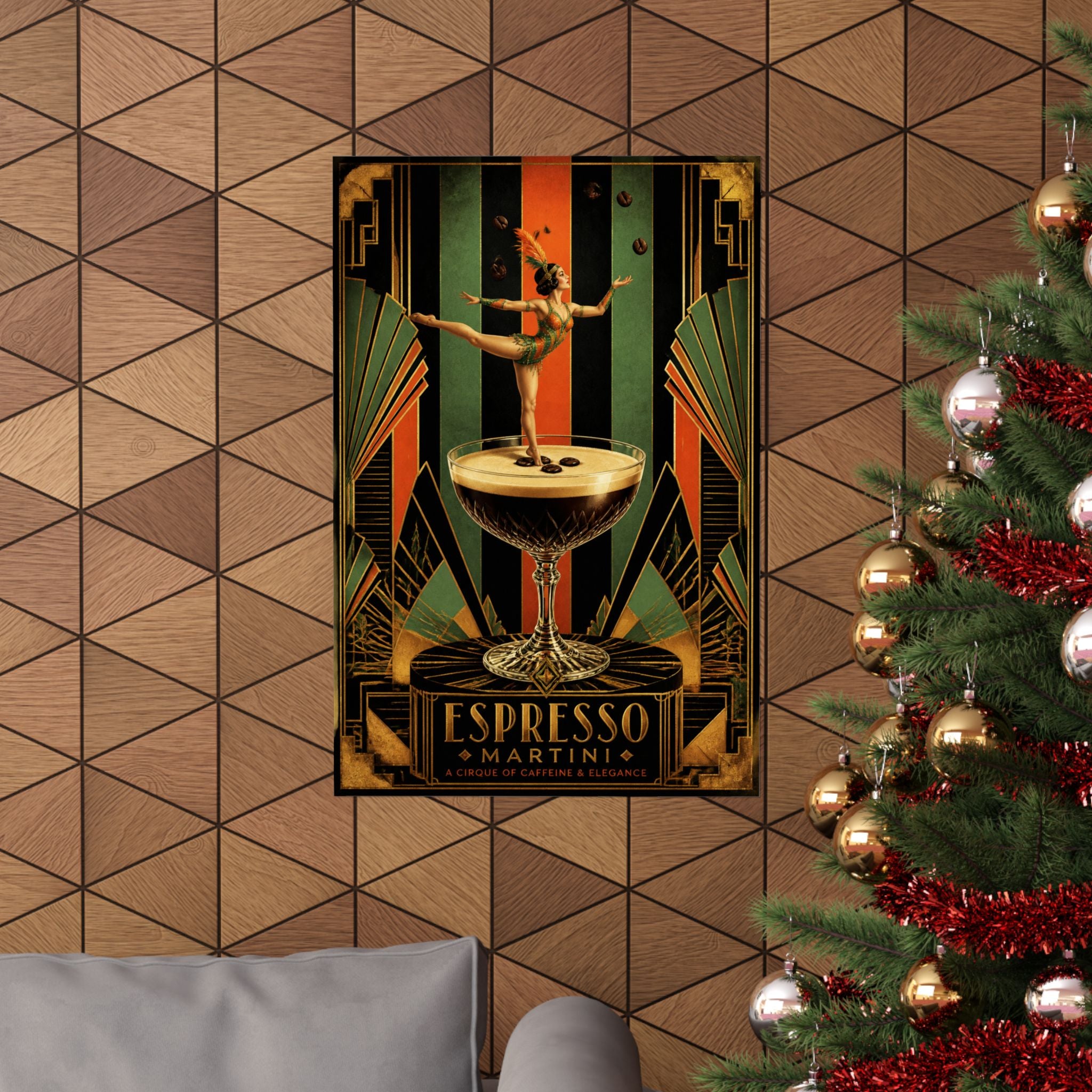 Espresso Martini Acrobat Wall Art Poster 24×36 Art Deco Bar Area Decor Maximalist Print