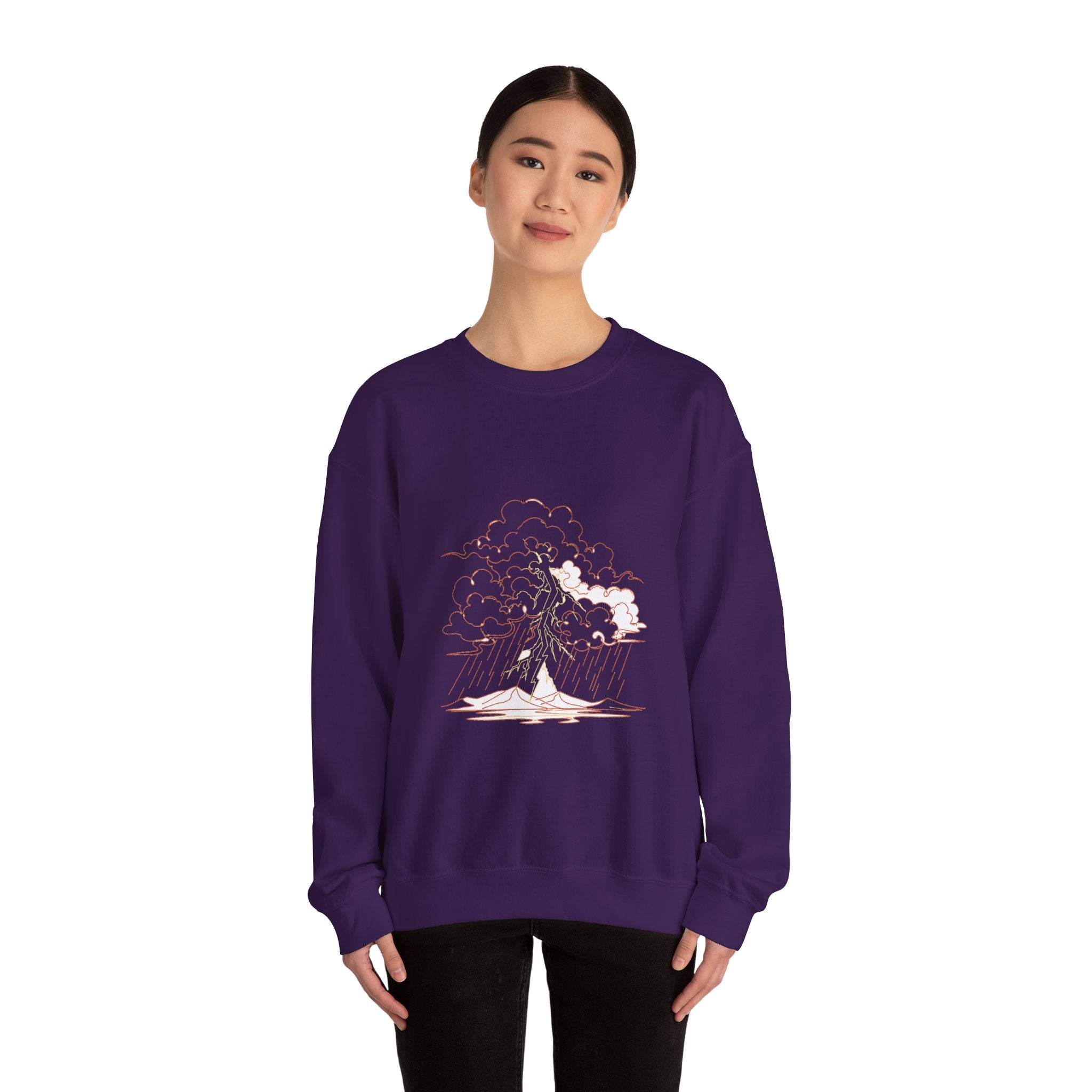 Matching Couple Sweatshirt - Storm & Rainbow Matching Couple Premium Fleece Sweatshirt Minimalist Art His Hers Christmas Gift - Design A