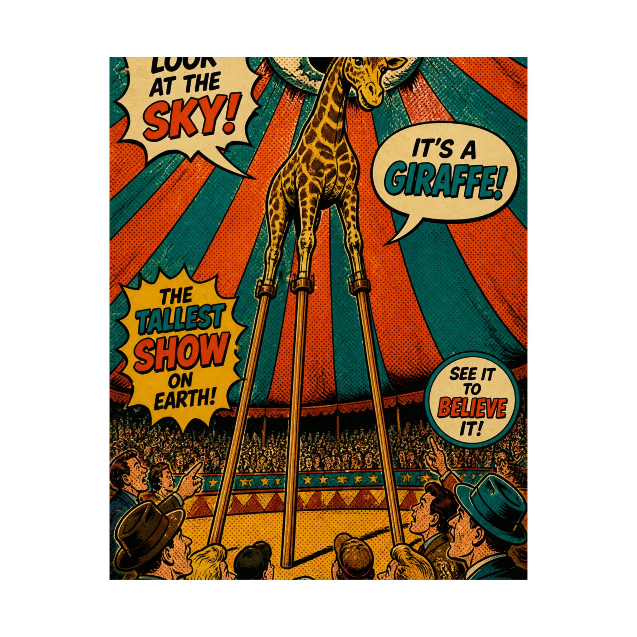 Giraffe on Stilts Wall Art Poster 24×36 Pop Art Restaurant Decor Maximalist Print