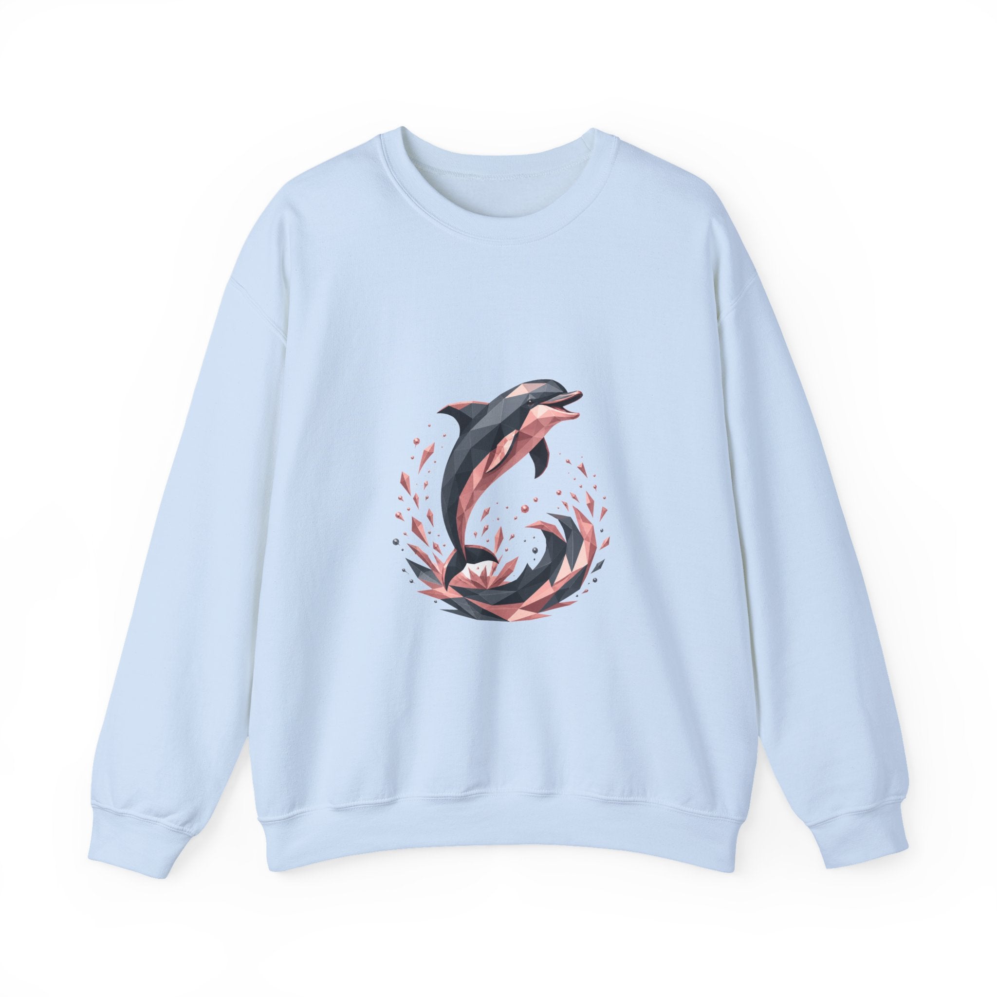Matching Couple Sweatshirt - Shark & Dolphin Matching Couple Premium Fleece Sweatshirt Geometric Art His Hers Love Gift - Design B