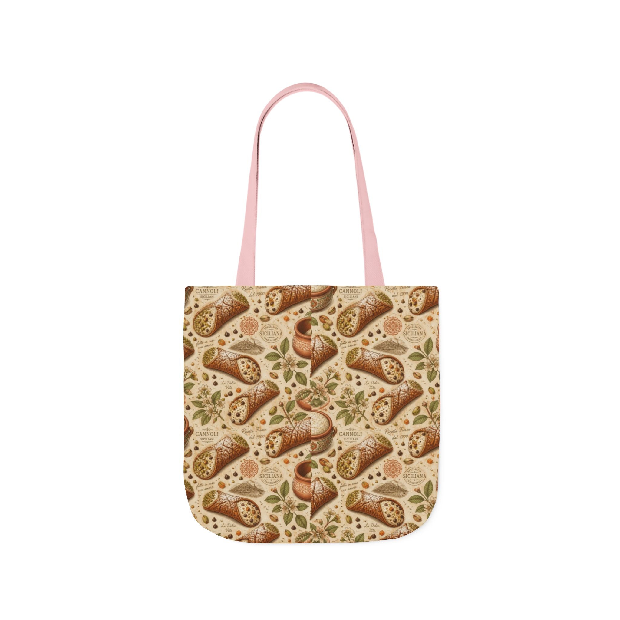 Sicilian Cannoli Canvas Tote Bag Mediterranean Kitchen Botanical Design Italian Cottagecore Gift