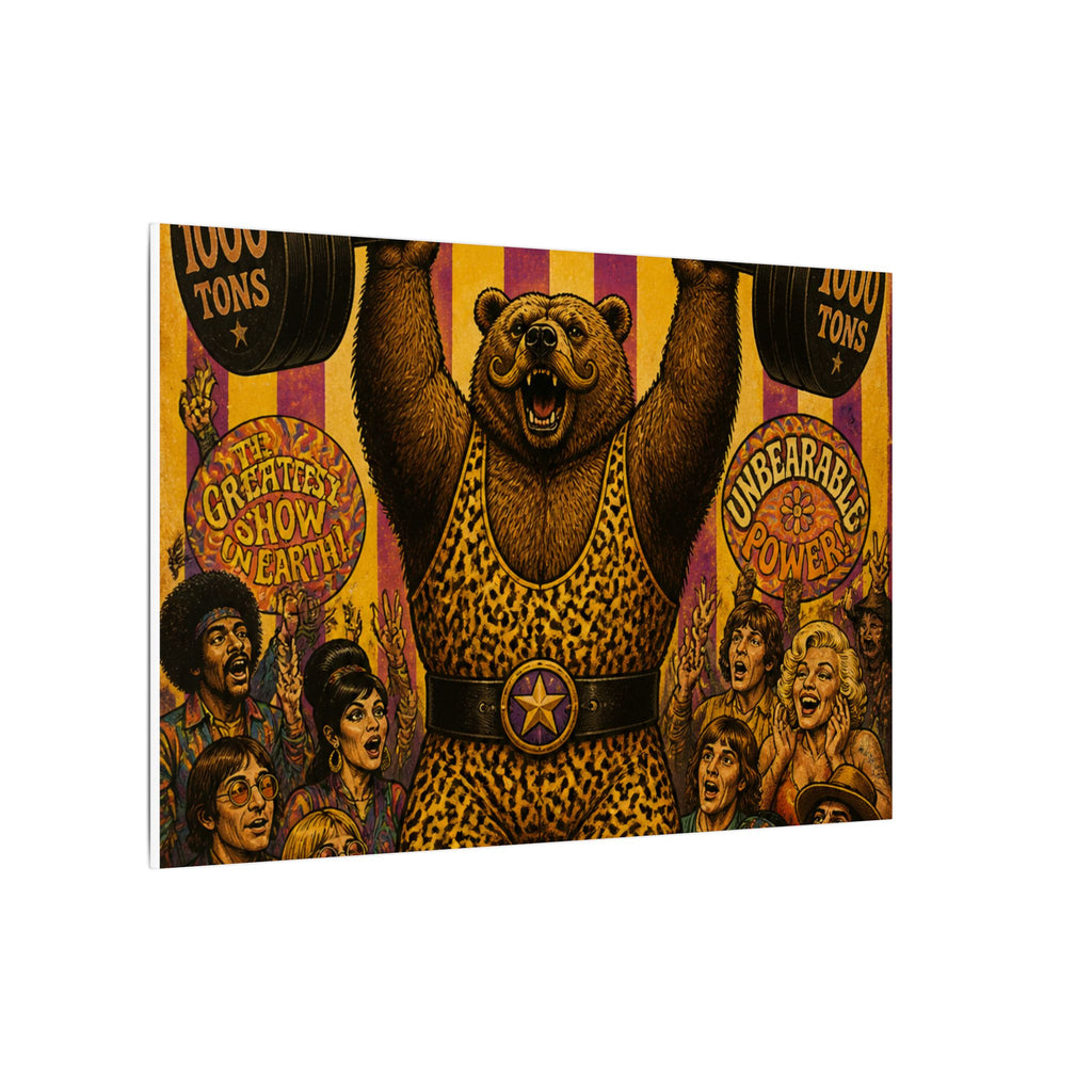 Strongman Bear Wall Art Canvas 16×20 Psychedelic Cafe Decor Maximalist Print