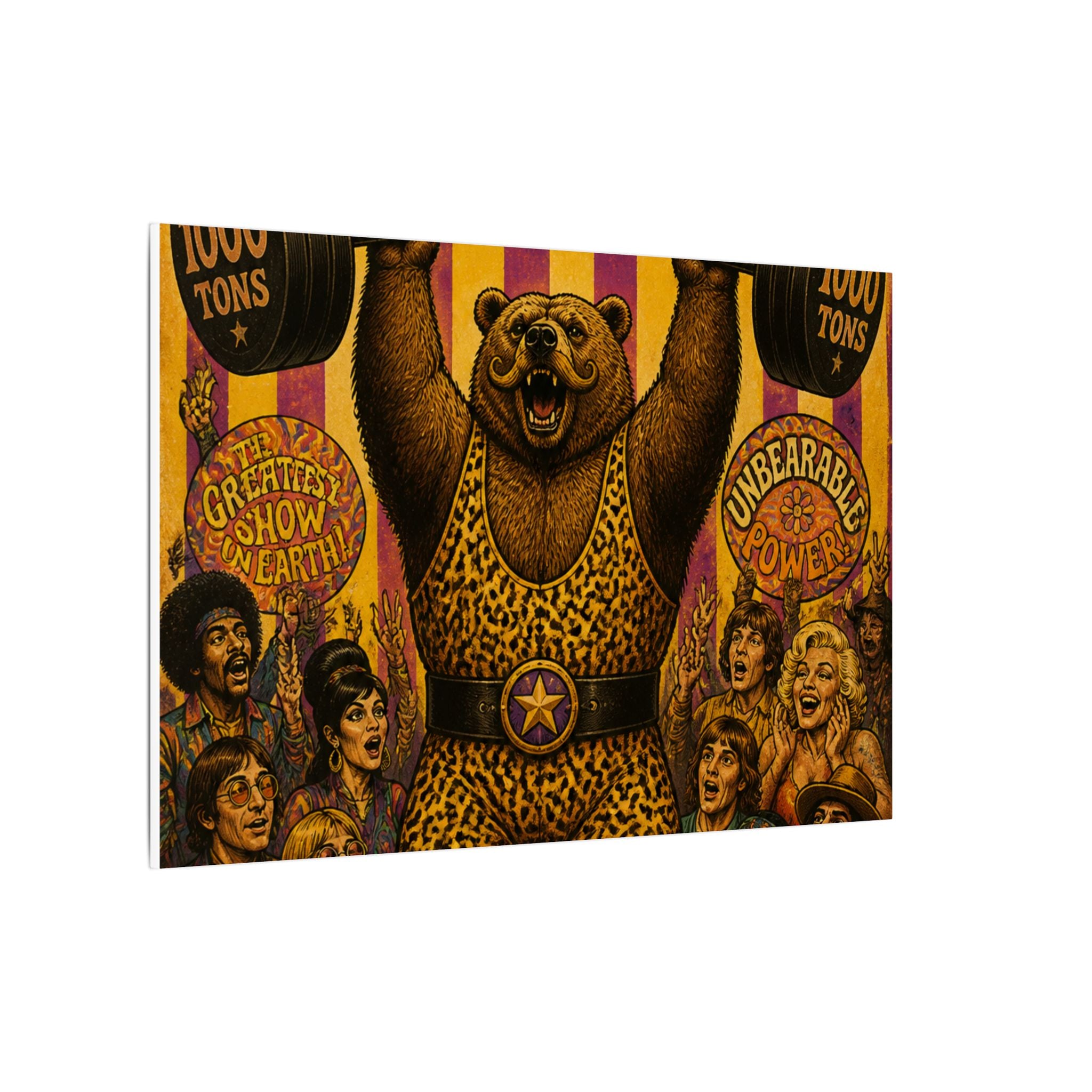 Strongman Bear Wall Art Canvas 16×20 Psychedelic Cafe Decor Maximalist Print