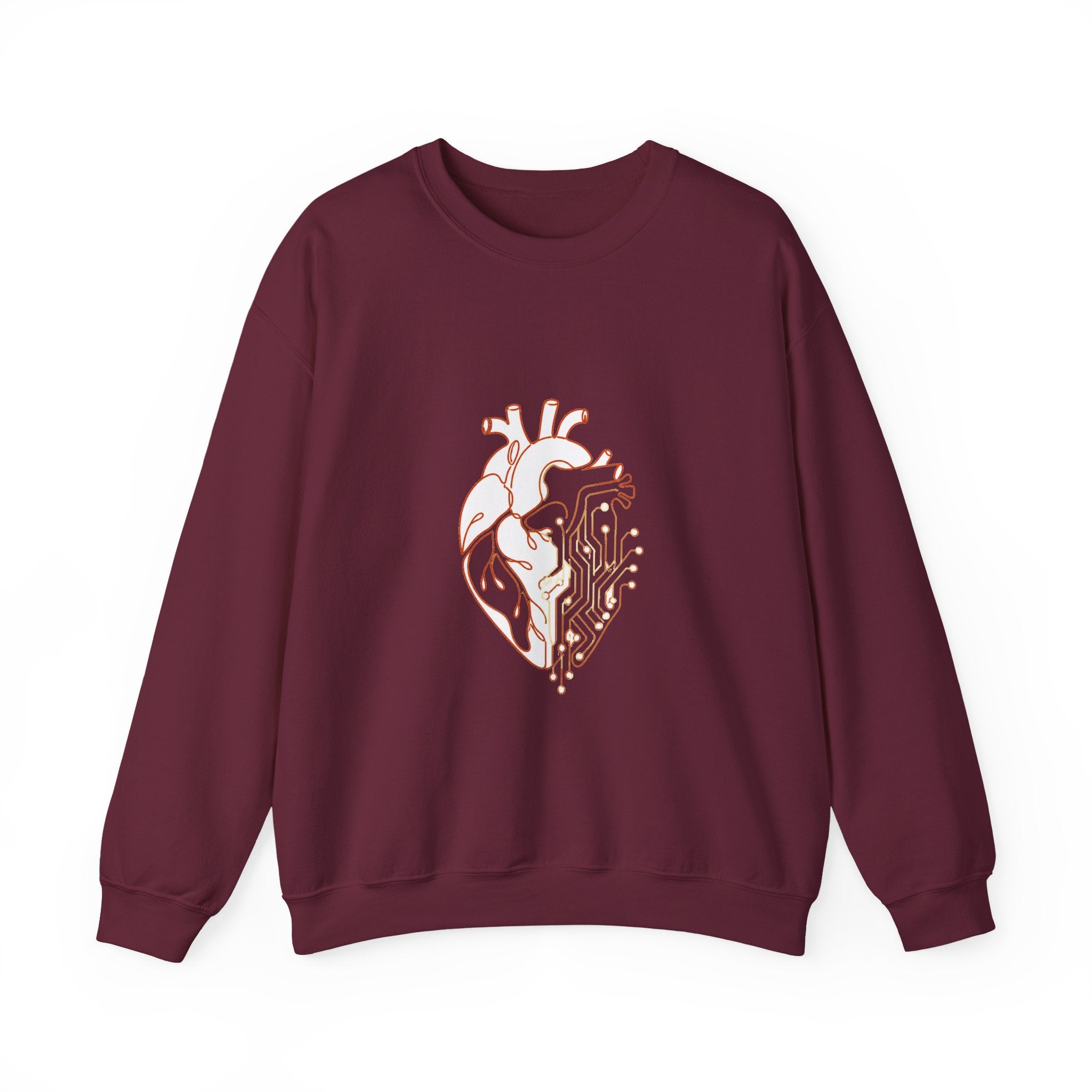 Matching Couple Sweatshirt - Robot & Heart Matching Couple Crewneck Sweatshirt Minimalist Art His Hers Valentine Gift - Design B