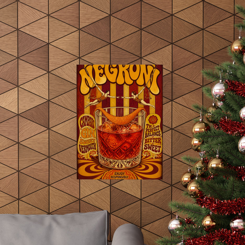 Negroni Trapeze Act Wall Art Poster 18×24 Psychedelic Cafe Decor Maximalist Print
