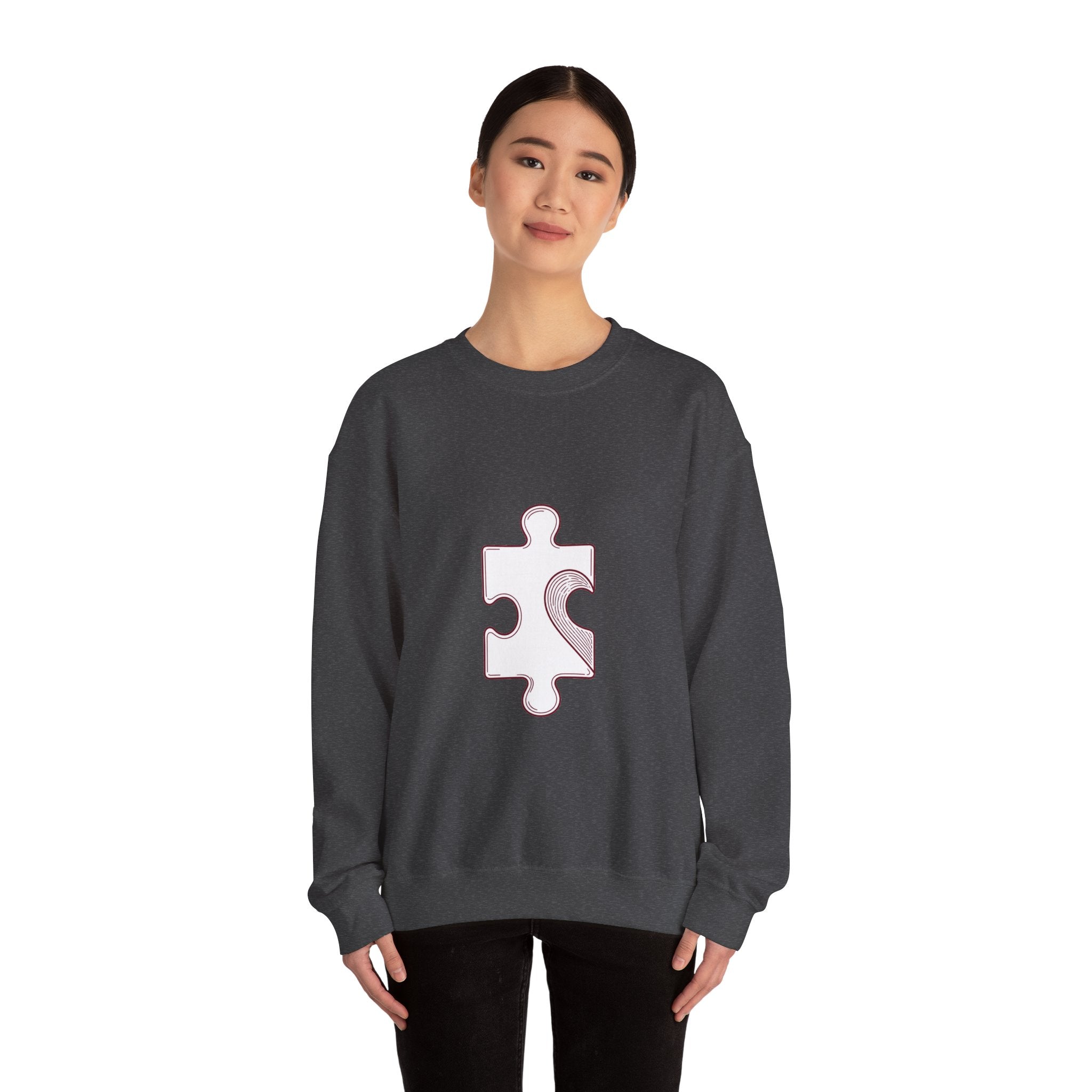 Matching Couple Sweatshirt - Puzzle Pieces Matching Couple Premium Fleece Sweatshirt Minimalist Art His Hers Christmas Gift - Design A