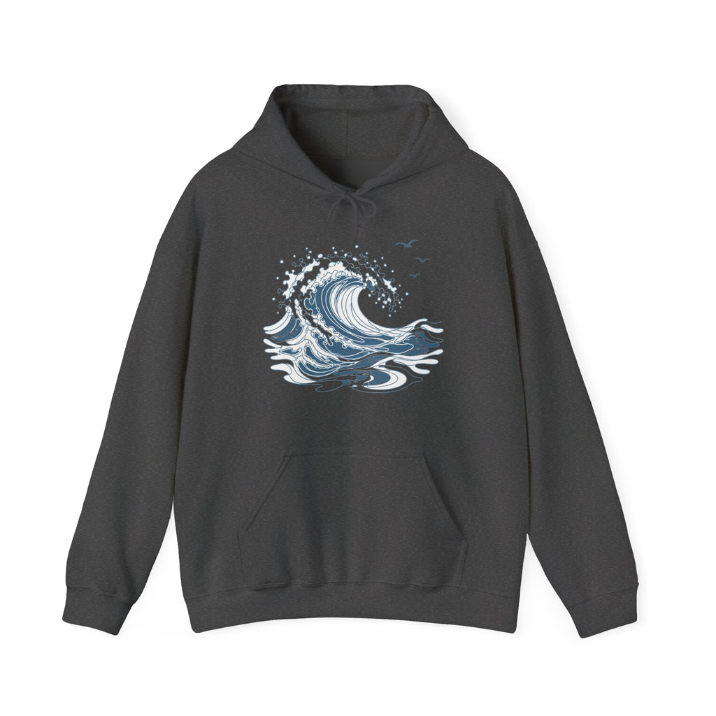 Matching Couple Sweatshirt - Mountain & Ocean Matching Couple Hooded Sweatshirt Minimalist Art His Hers Valentine Gift - Design B