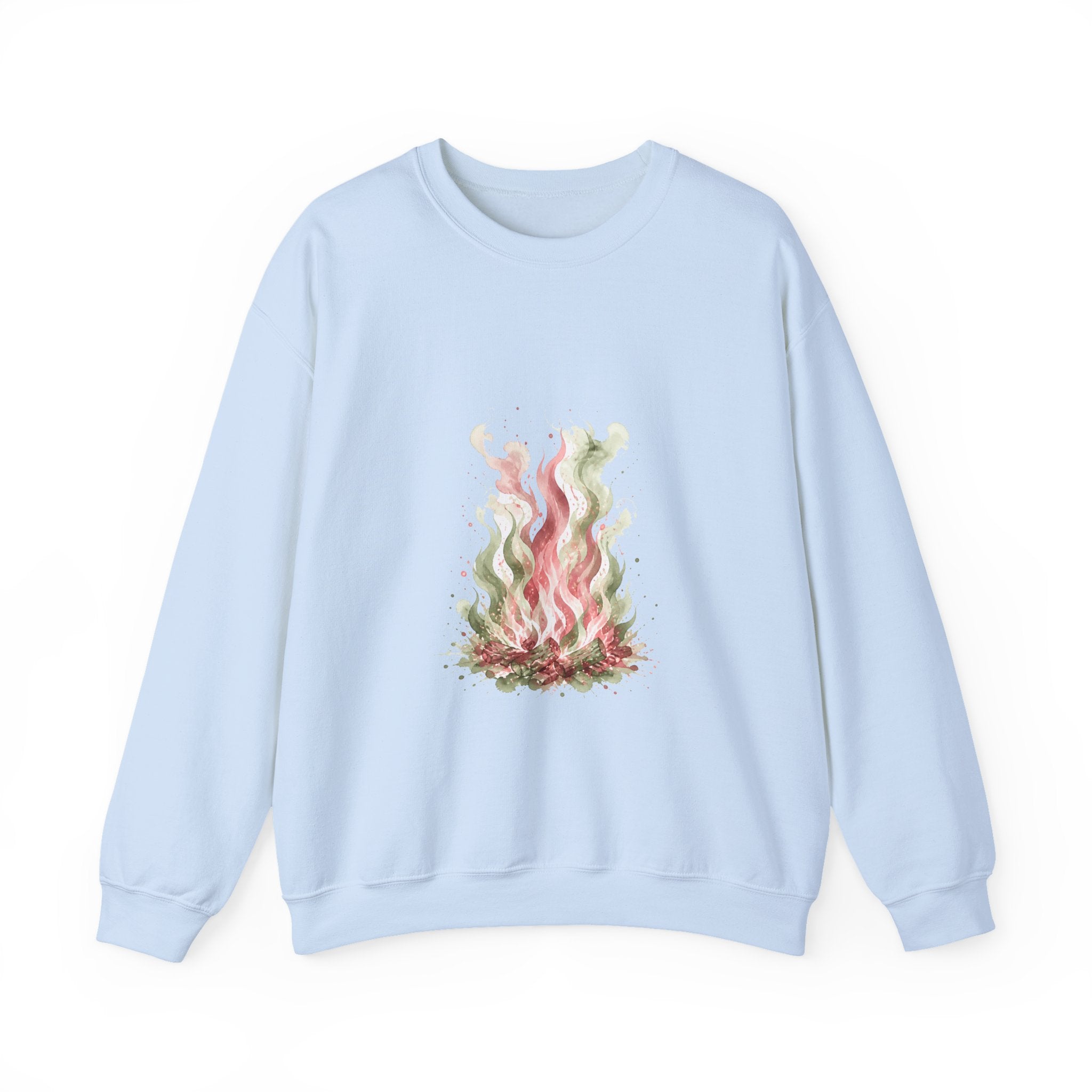 Matching Couple Sweatshirt - Wildfire & Waterfall Matching Couple Premium Fleece Sweatshirt Watercolor Art His Hers Birthday Gift - Design A