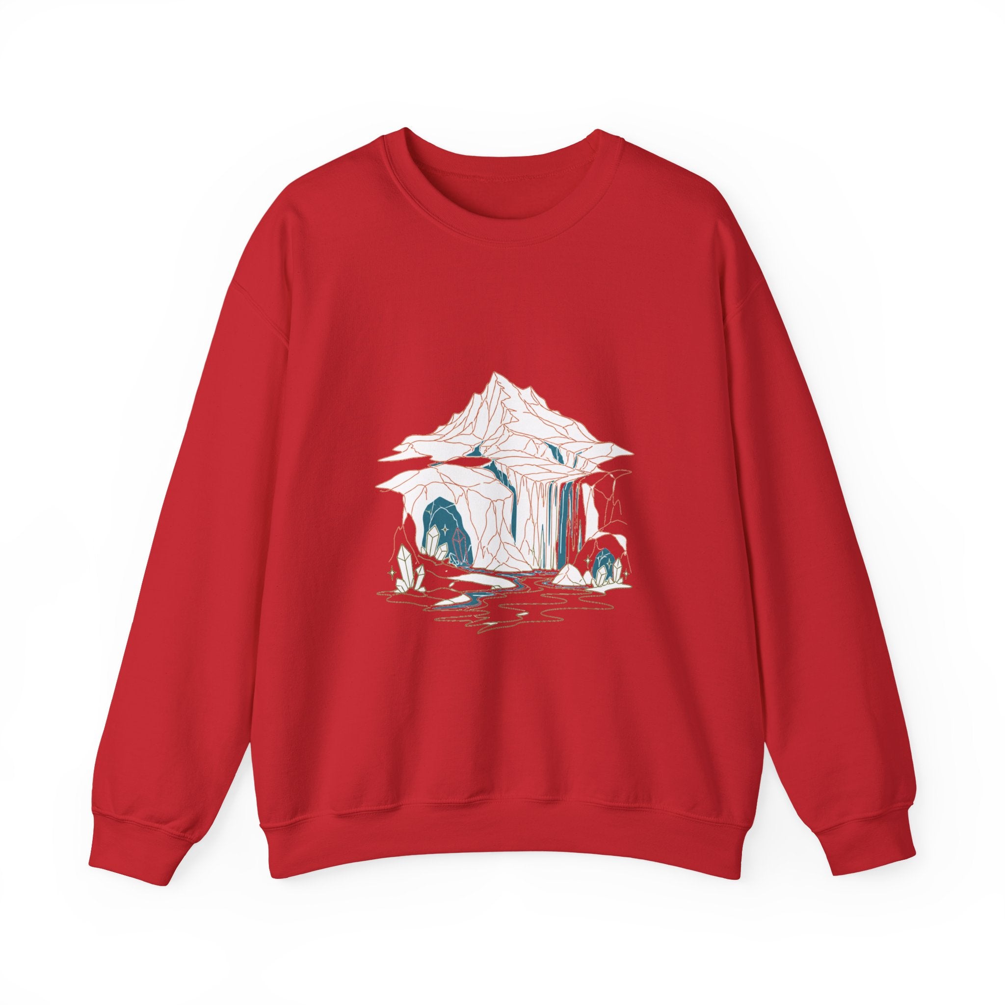 Matching Couple Sweatshirt - Volcano & Glacier Matching Couple Crewneck Sweatshirt Minimalist Art His Hers Valentine Gift - Design B