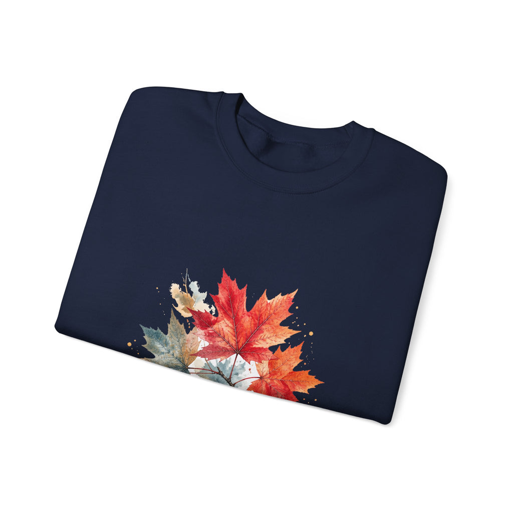 Matching Couple Sweatshirt - Cherry Blossom & Maple Leaf Matching Couple Crewneck Sweatshirt Watercolor Art His Hers Engagement Gift - Design B