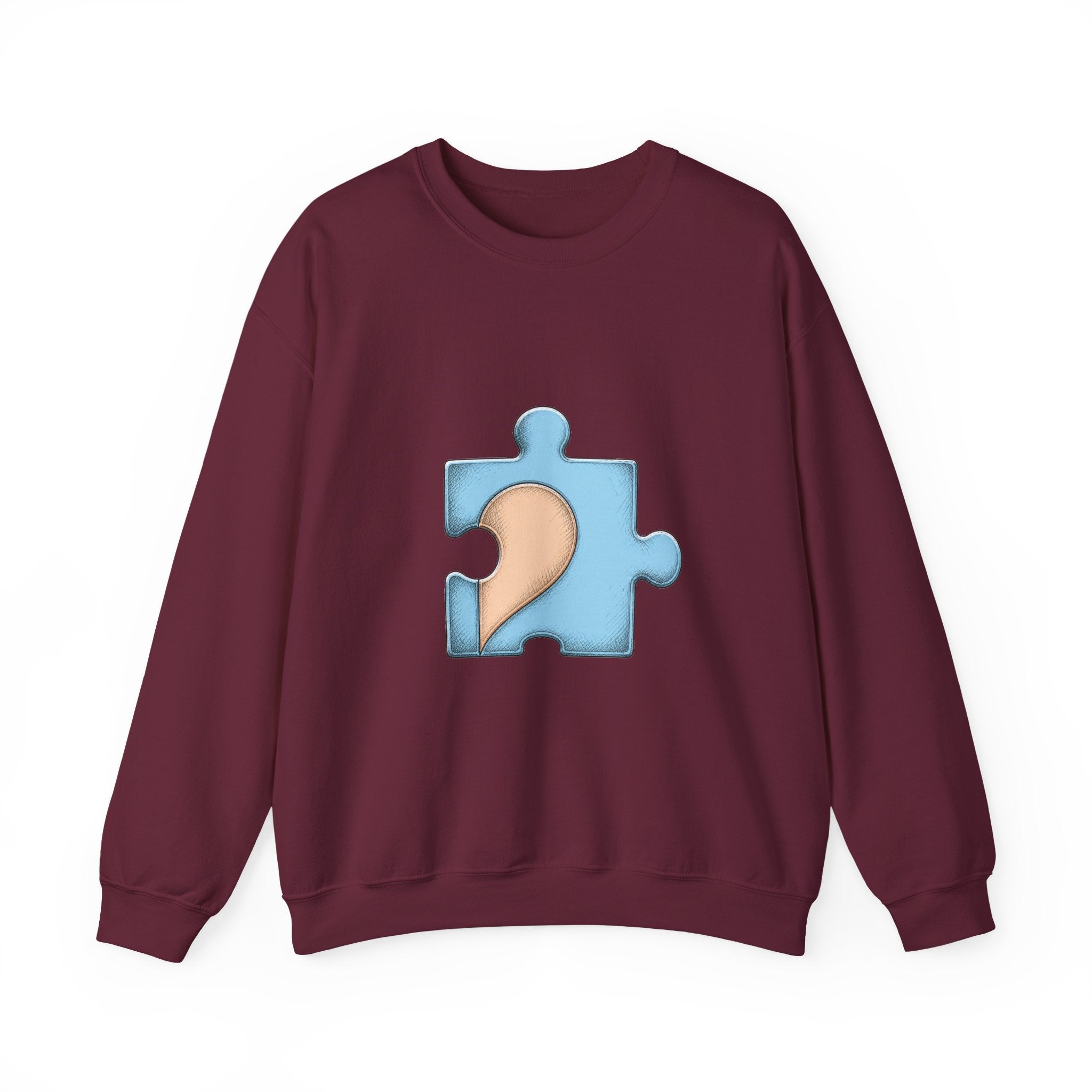 Matching Couple Sweatshirt - Puzzle Pieces Matching Couple Crewneck Sweatshirt Hand-Drawn Art His Hers Best Friend Gift - Design B