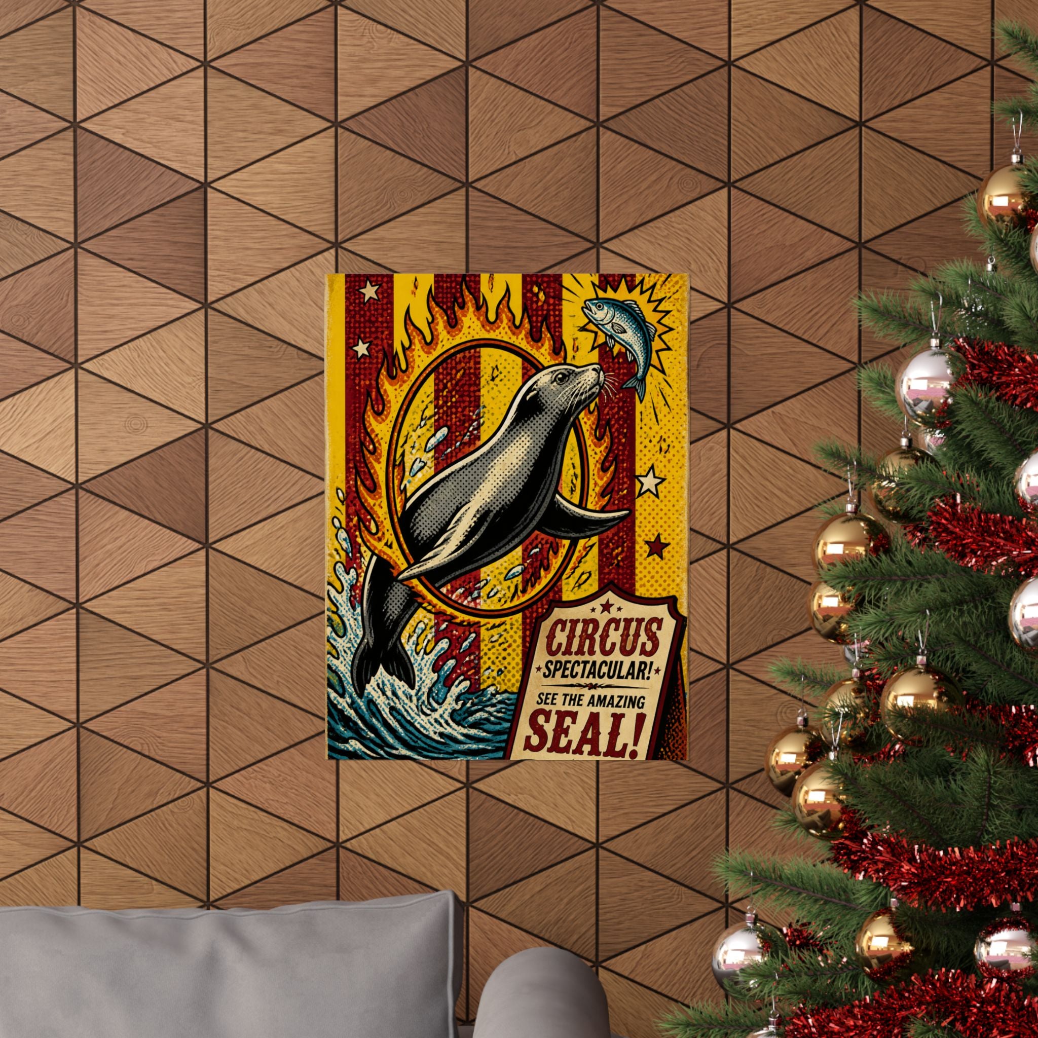 Seal Fire Hoop Wall Art Poster 18×24 Pop Art Living Room Decor Maximalist Print