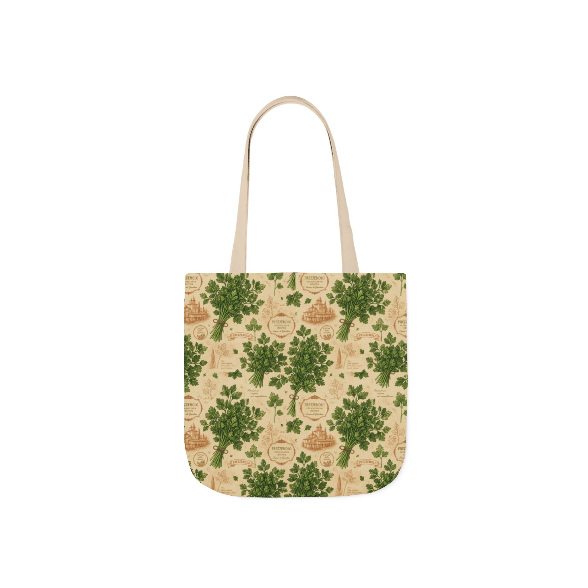 Fresh Parsley Canvas Tote Bag Mediterranean Kitchen Botanical Design Italian Cottagecore Gift