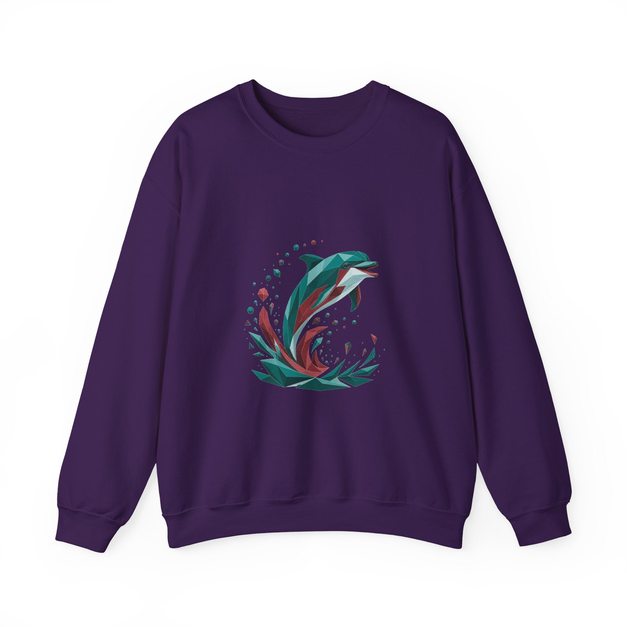 Matching Couple Sweatshirt - Shark & Dolphin Matching Couple Comfort Colors Crew Geometric Art His Hers Love Gift - Design B