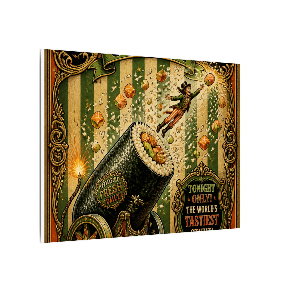Sushi Roll Cannon Wall Art Canvas 16×20 Baroque Home Office Decor Maximalist Print
