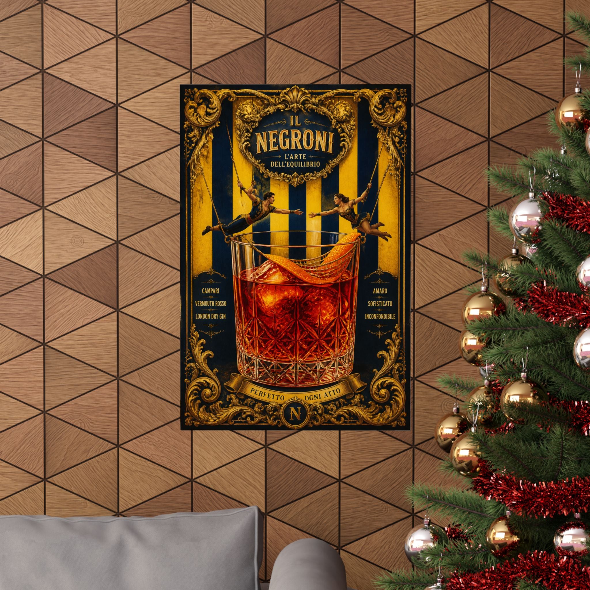 Negroni Trapeze Act Wall Art Poster 18×24 Baroque Home Office Decor Maximalist Print