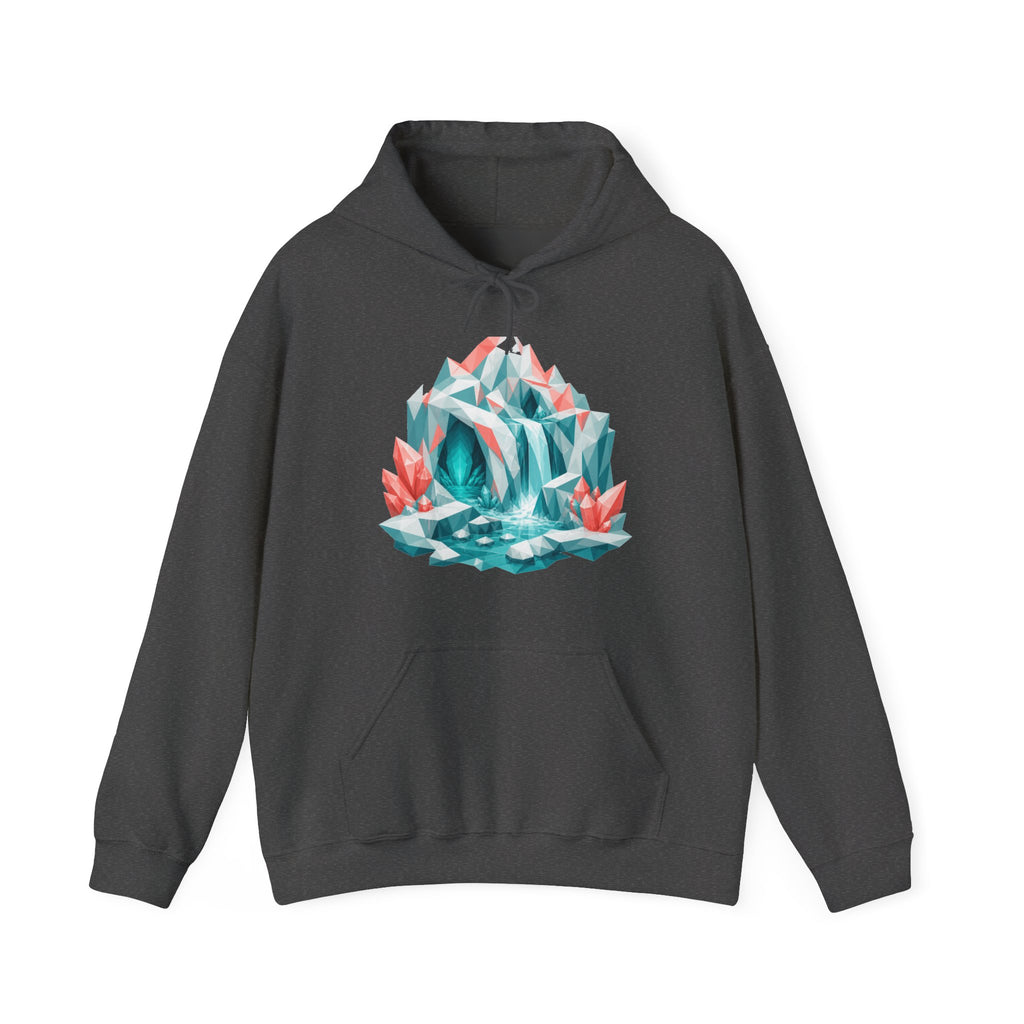 Matching Couple Sweatshirt - Volcano & Glacier Matching Couple Hooded Sweatshirt Geometric Art His Hers Couple Gift - Design B