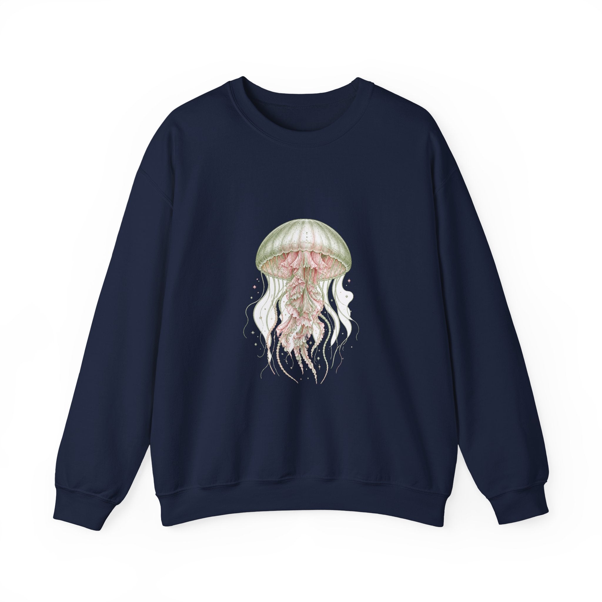 Matching Couple Sweatshirt - Octopus & Jellyfish Matching Couple Premium Fleece Sweatshirt Vintage Art His Hers Honeymoon Gift - Design B