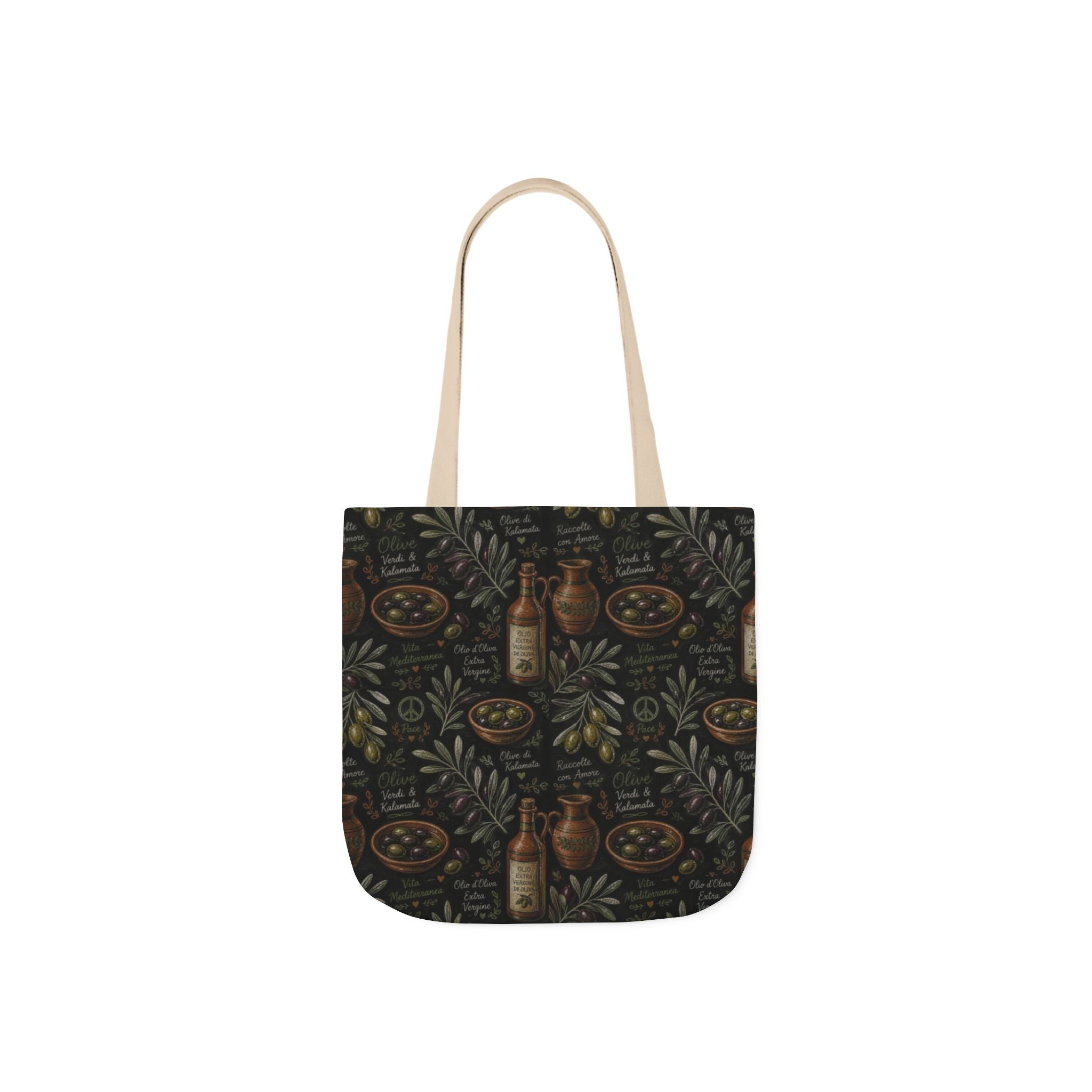 Olive Branches Canvas Tote Bag Mediterranean Kitchen Chalk Art Design Italian Cottagecore Gift