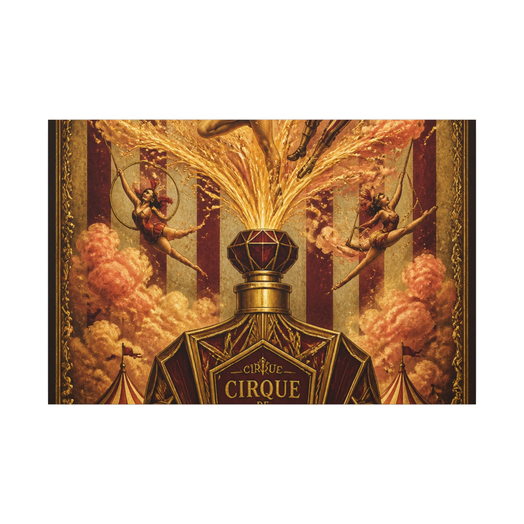Perfume Bottle Fountain Wall Art Canvas 24×36 Baroque Studio Decor Maximalist Print