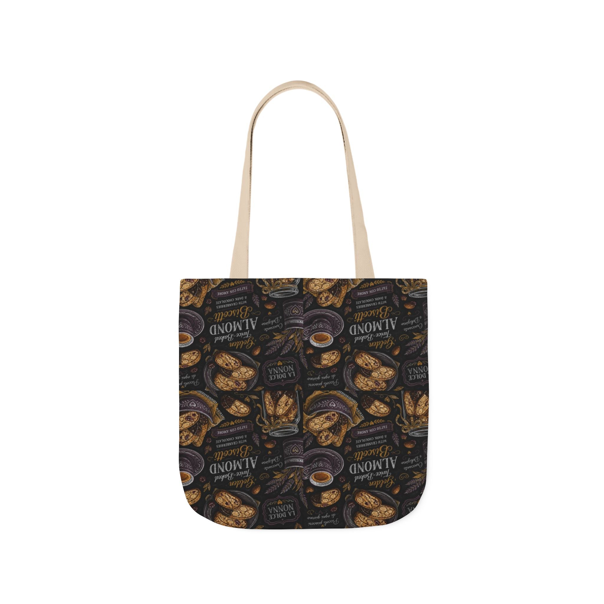 Almond Biscotti Canvas Tote Bag Mediterranean Kitchen Chalk Art Design Italian Cottagecore Gift