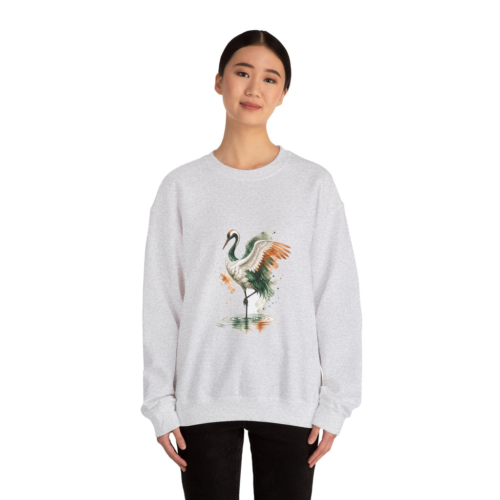 Matching Couple Sweatshirt - Tiger & Crane Matching Couple Premium Fleece Sweatshirt Watercolor Art His Hers Birthday Gift - Design B
