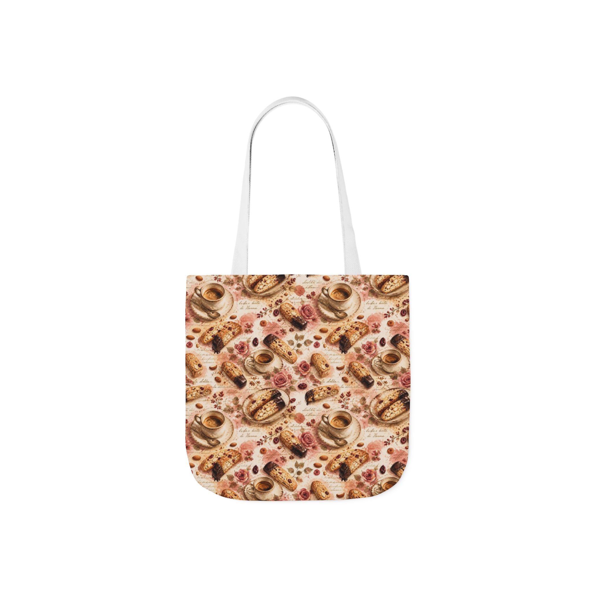 Almond Biscotti Canvas Tote Bag Mediterranean Kitchen Watercolor Splash Design Italian Cottagecore Gift