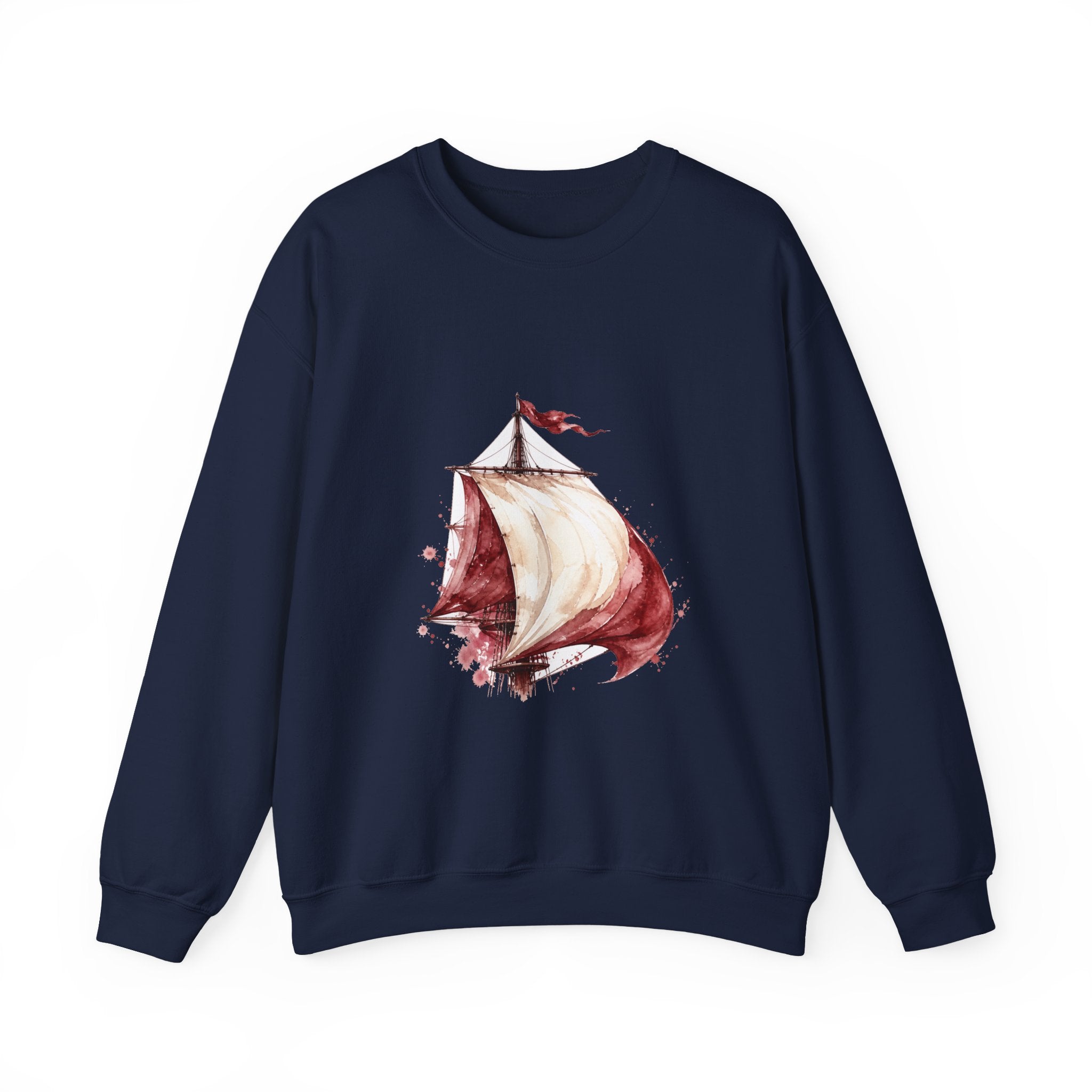Matching Couple Sweatshirt - Anchor & Sail Matching Couple Comfort Colors Crew Watercolor Art His Hers Birthday Gift - Design B
