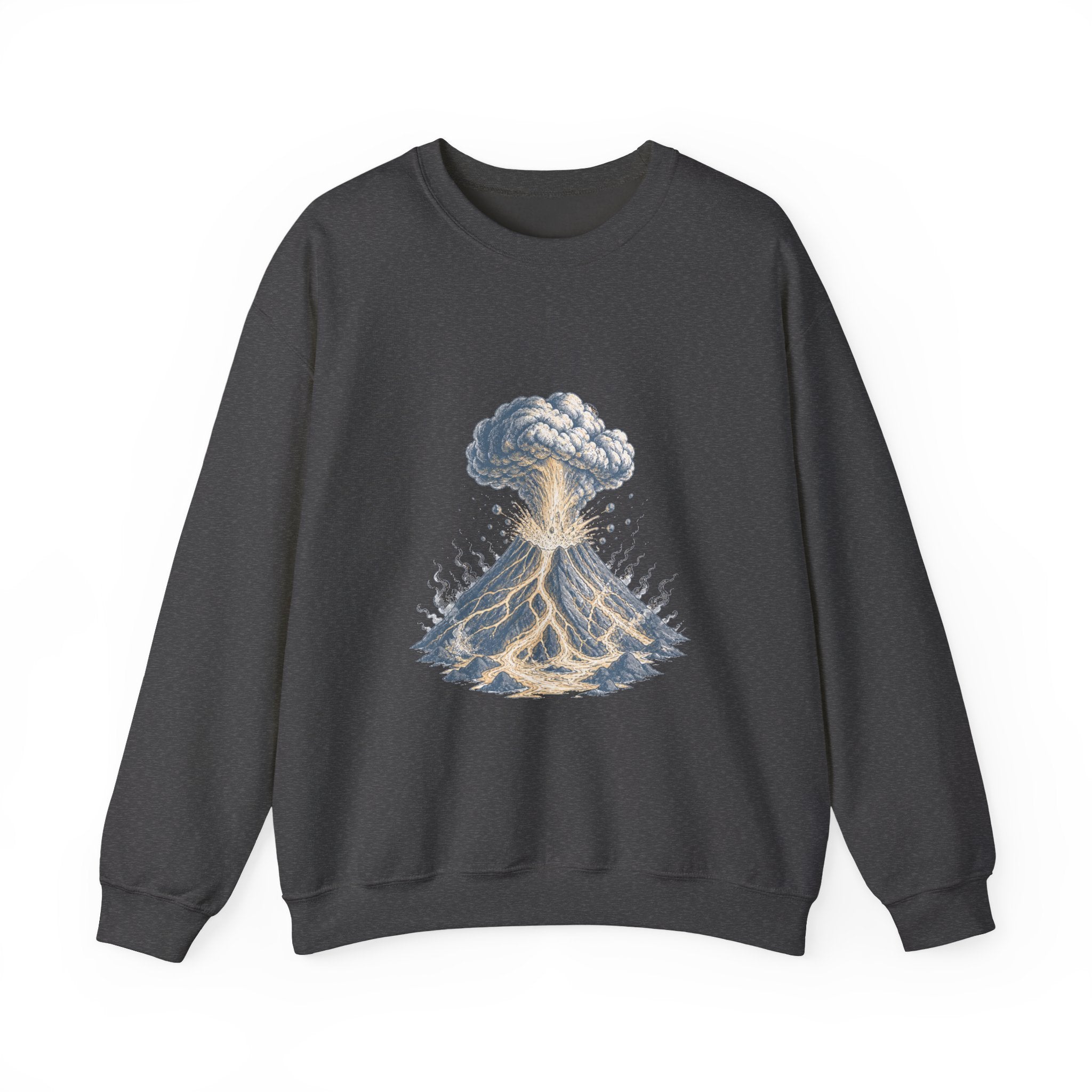 Matching Couple Sweatshirt - Volcano & Glacier Matching Couple Comfort Colors Crew Hand-Drawn Art His Hers Anniversary Gift - Design A