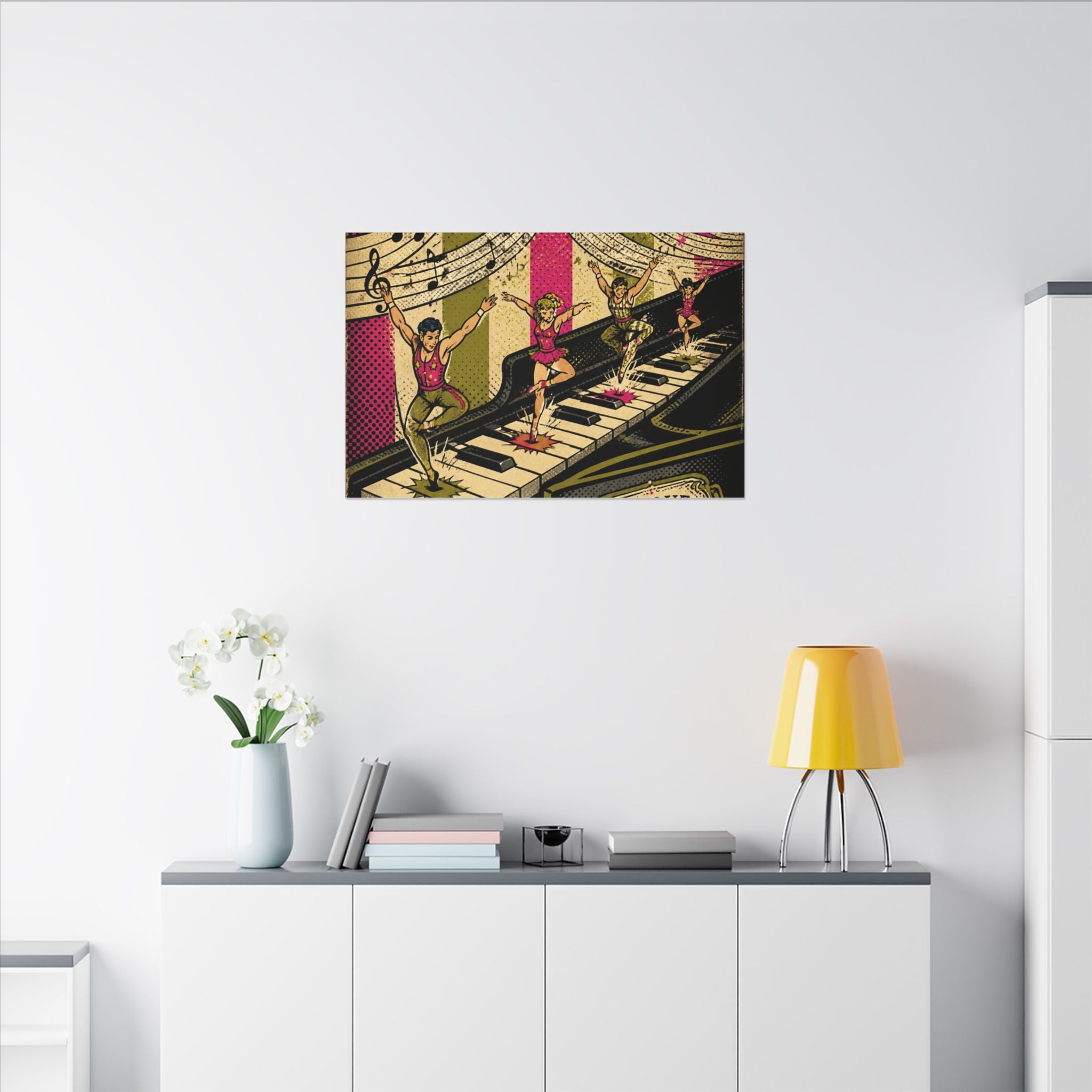 Grand Piano Acrobats Wall Art Canvas 16×20 Pop Art Living Room Decor Maximalist Print