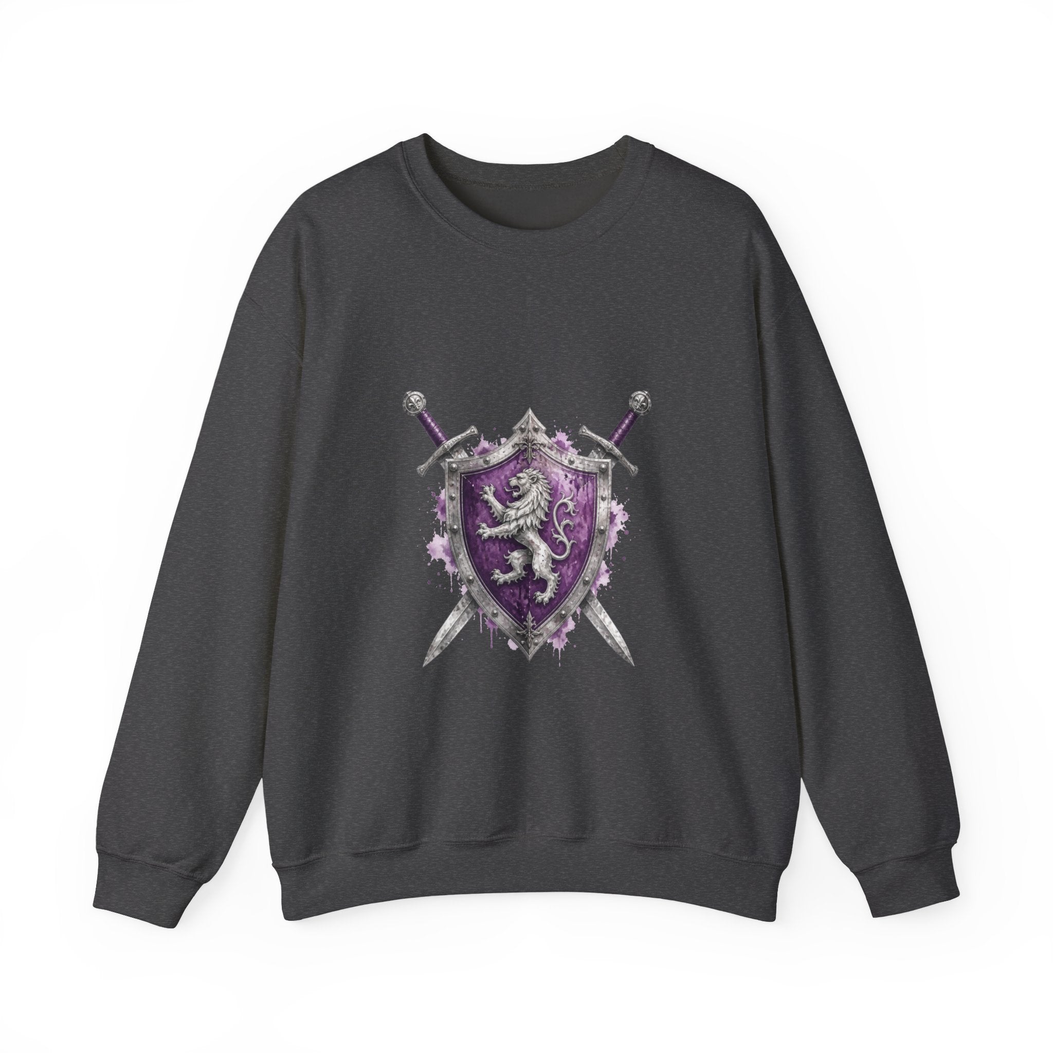 Matching Couple Sweatshirt - Crown & Shield Matching Couple Crewneck Sweatshirt Watercolor Art His Hers Engagement Gift - Design B