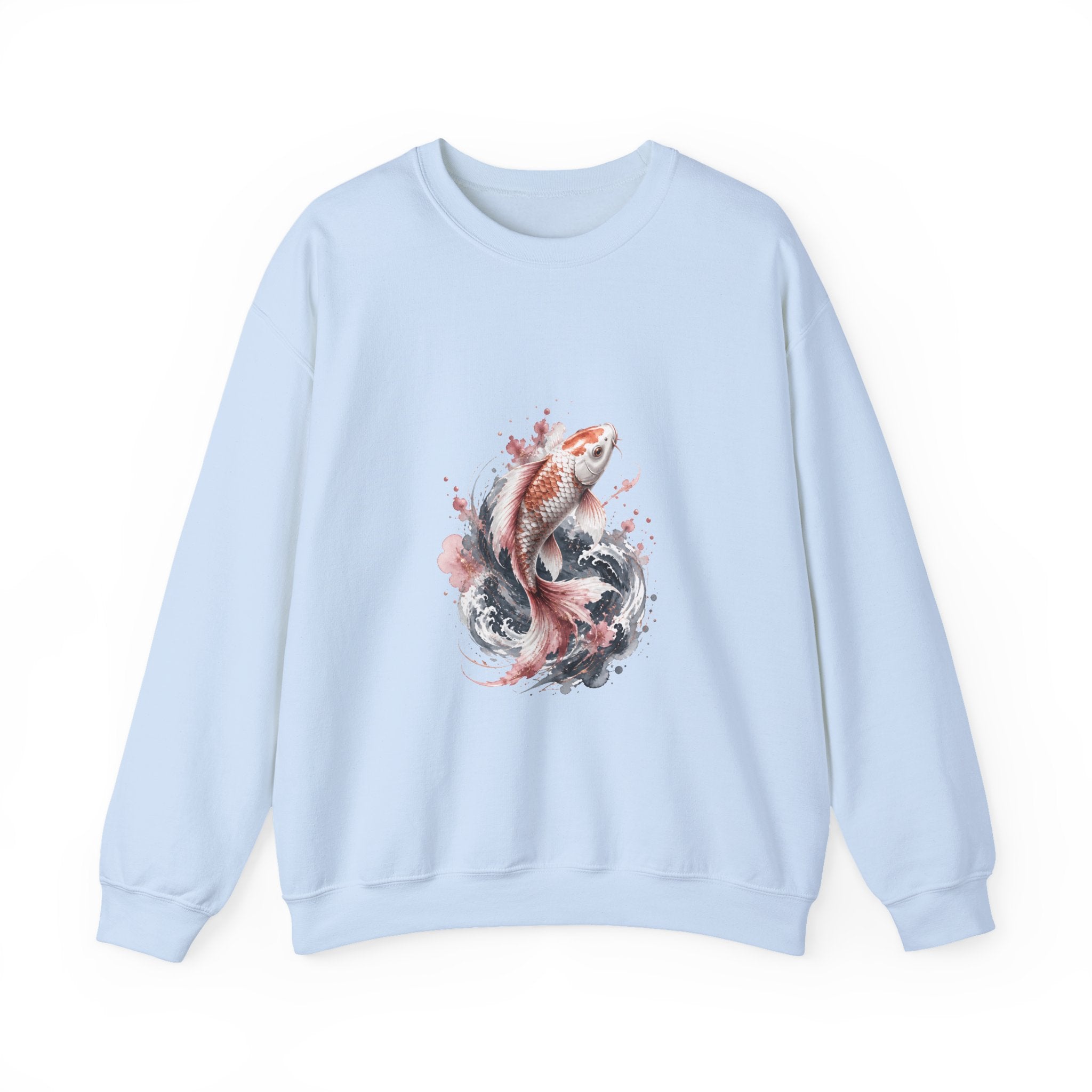 Matching Couple Sweatshirt - Koi Fish Yin Yang Matching Couple Crewneck Sweatshirt Watercolor Art His Hers Engagement Gift - Design A