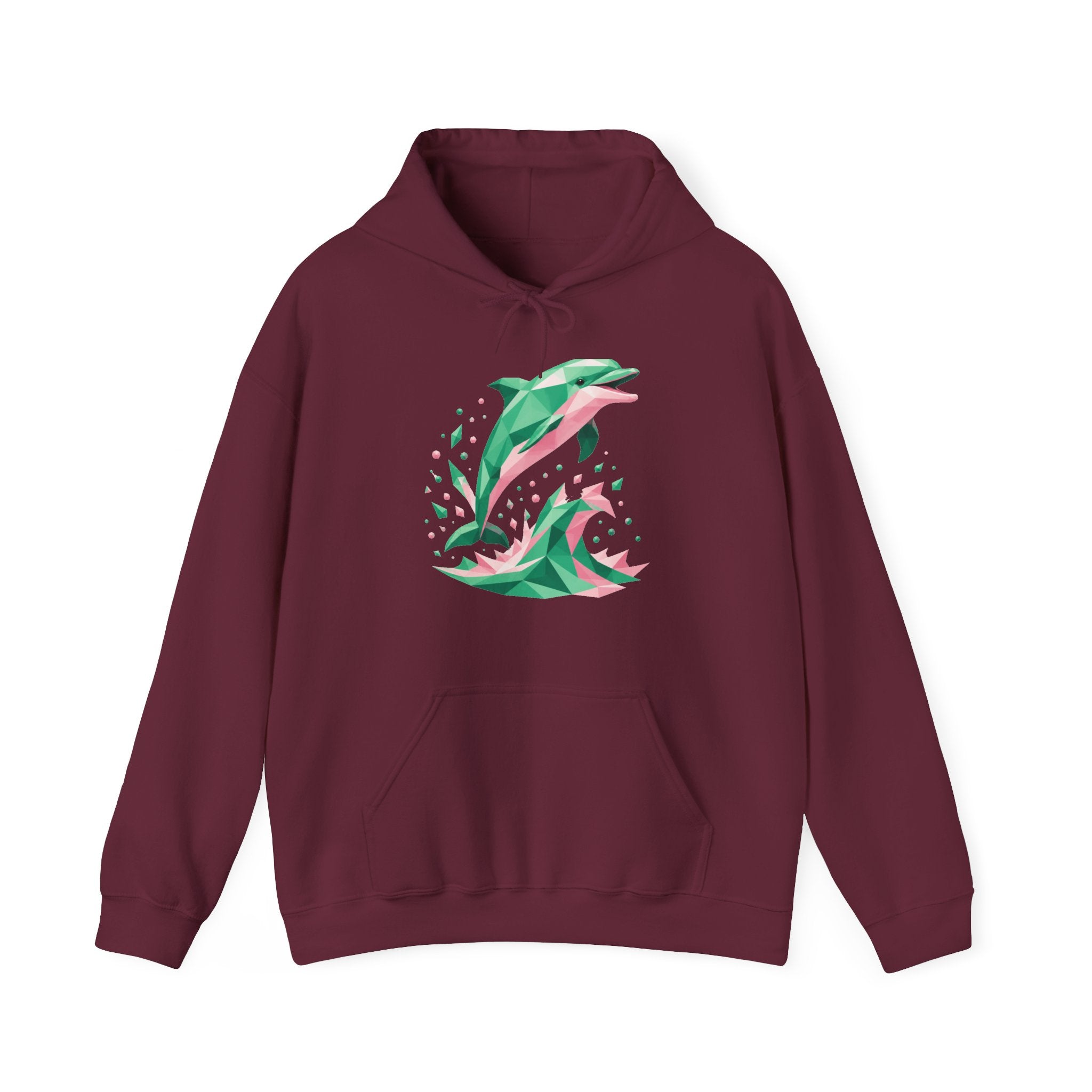 Matching Couple Sweatshirt - Shark & Dolphin Matching Couple Hooded Sweatshirt Geometric Art His Hers Couple Gift - Design B