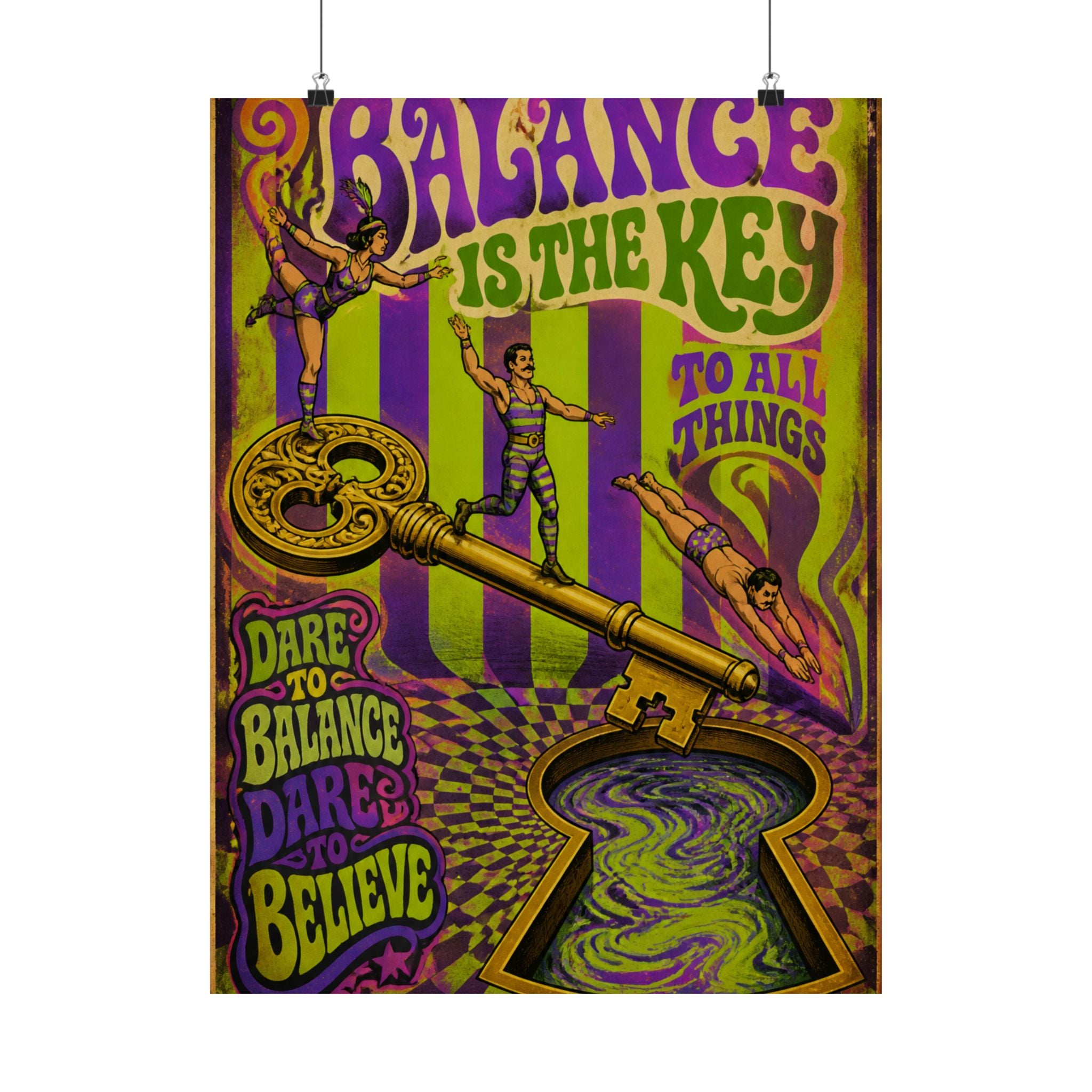 Giant Key Performance Wall Art Poster 18×24 Psychedelic Cafe Decor Maximalist Print