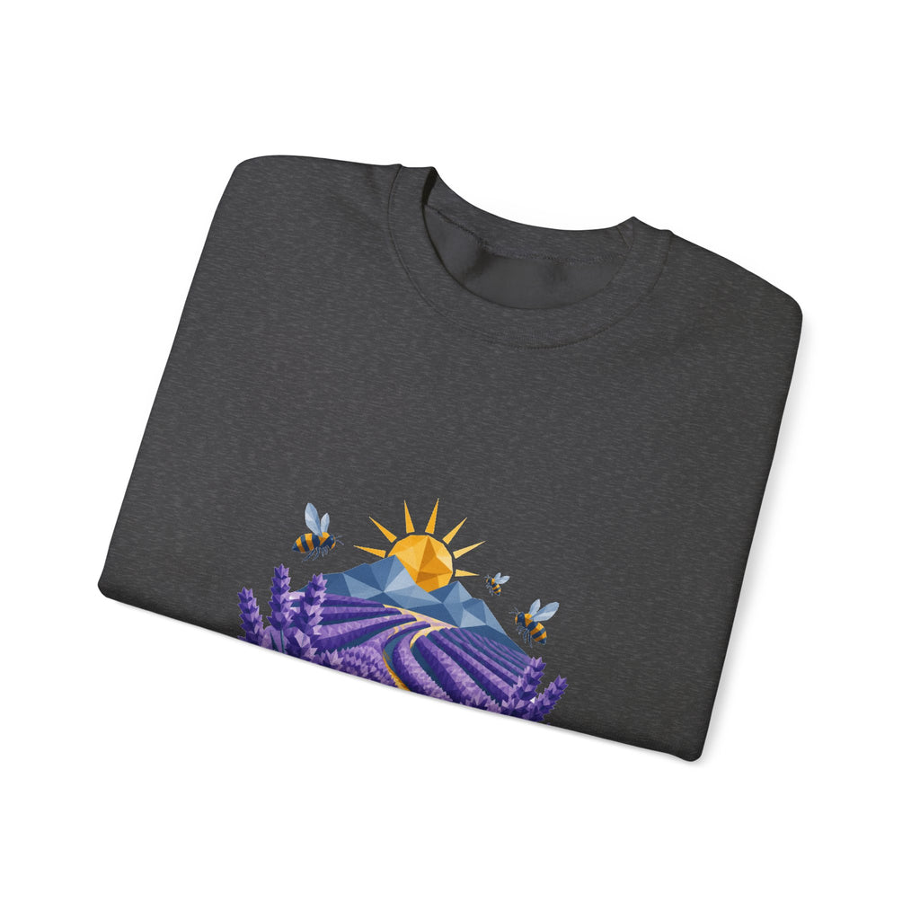 Matching Couple Sweatshirt - Lavender Fields & Canyon Matching Couple Premium Fleece Sweatshirt Geometric Art His Hers Love Gift - Design A