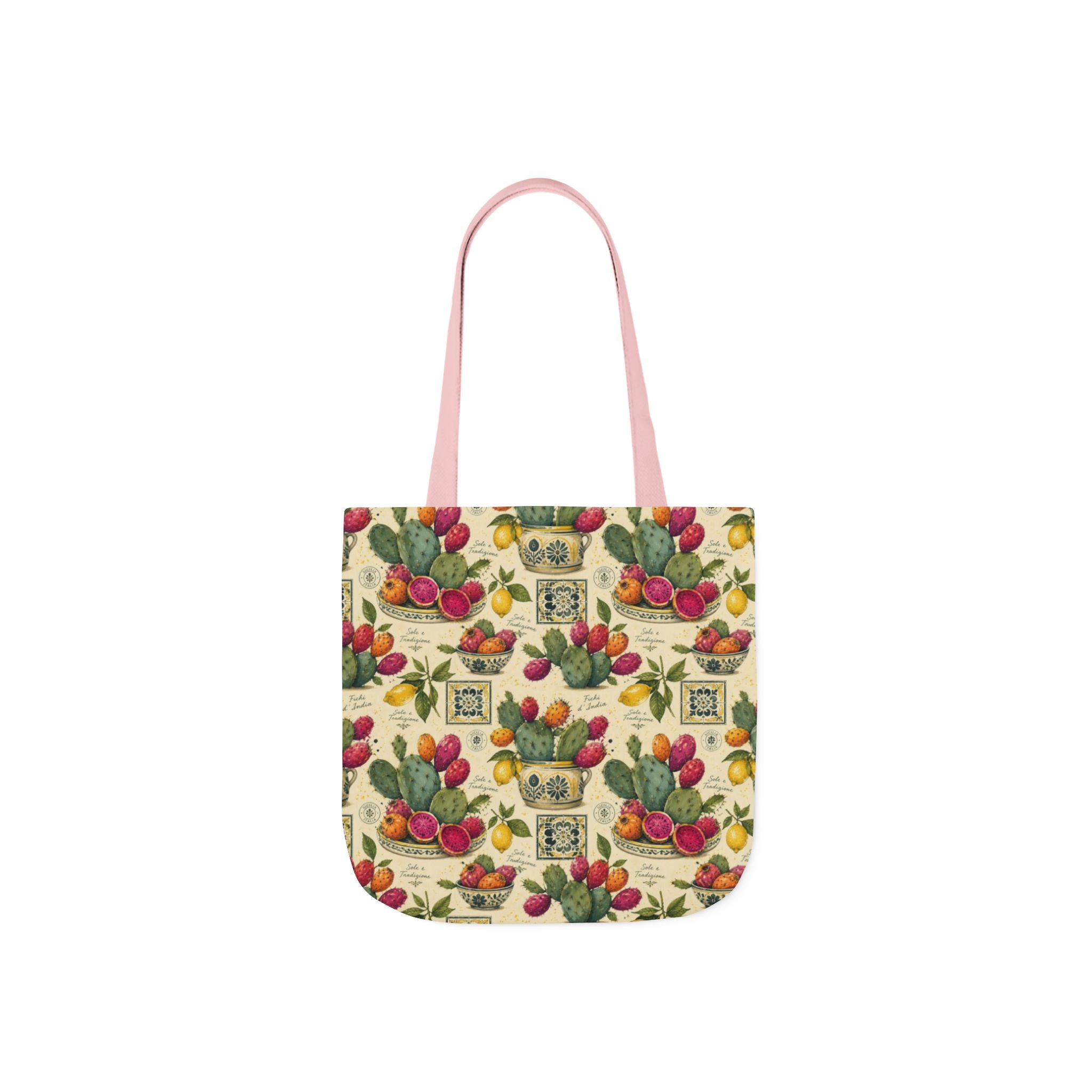 Prickly Pear Cactus Fruit Canvas Tote Bag Mediterranean Kitchen Watercolor Design Italian Cottagecore Gift
