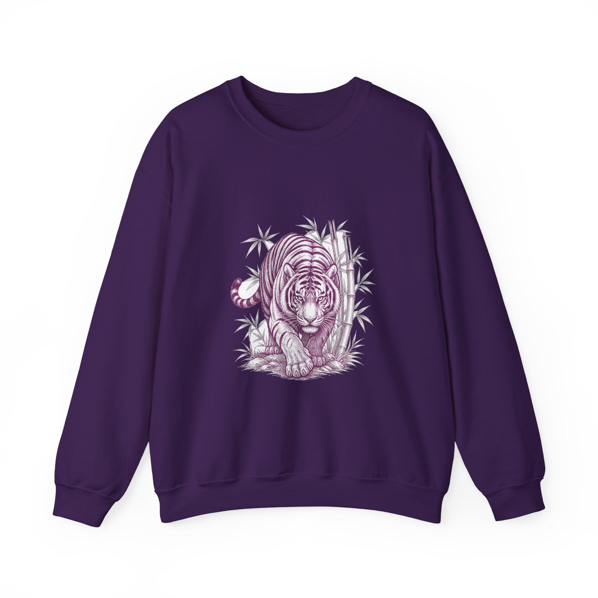 Matching Couple Sweatshirt - Tiger & Crane Matching Couple Crewneck Sweatshirt Hand-Drawn Art His Hers Best Friend Gift - Design A