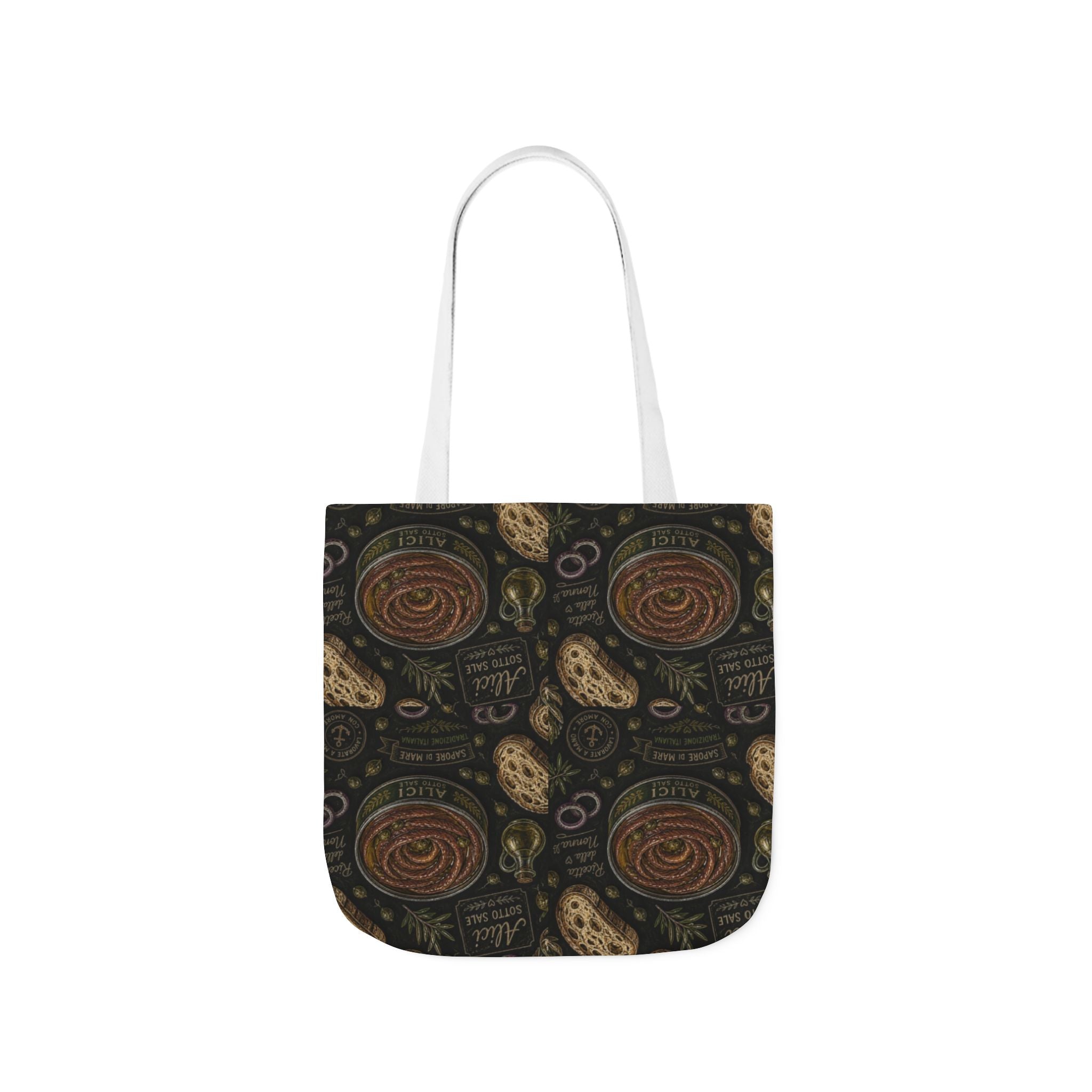 Anchovies & Capers Canvas Tote Bag Mediterranean Kitchen Chalk Art Design Italian Cottagecore Gift