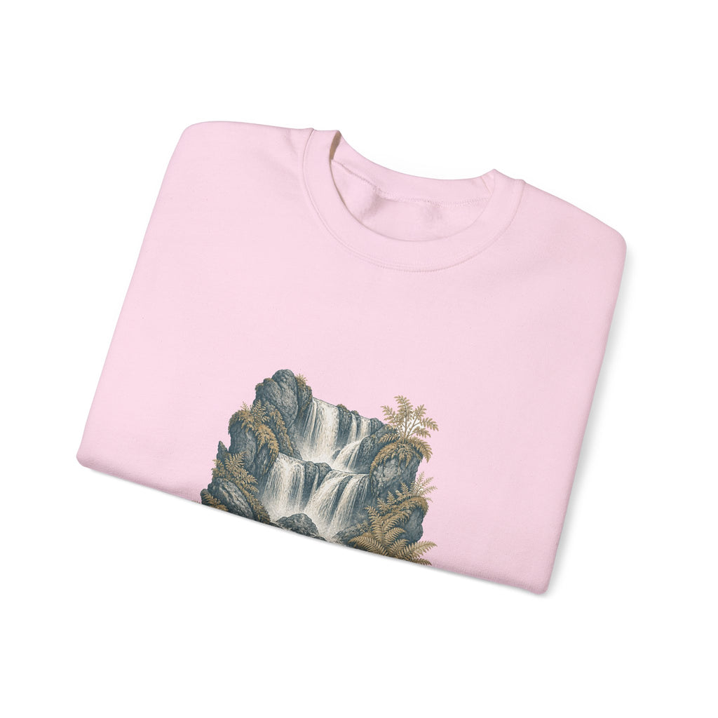 Matching Couple Sweatshirt - Wildfire & Waterfall Matching Couple Crewneck Sweatshirt Vintage Art His Hers Wedding Gift - Design B